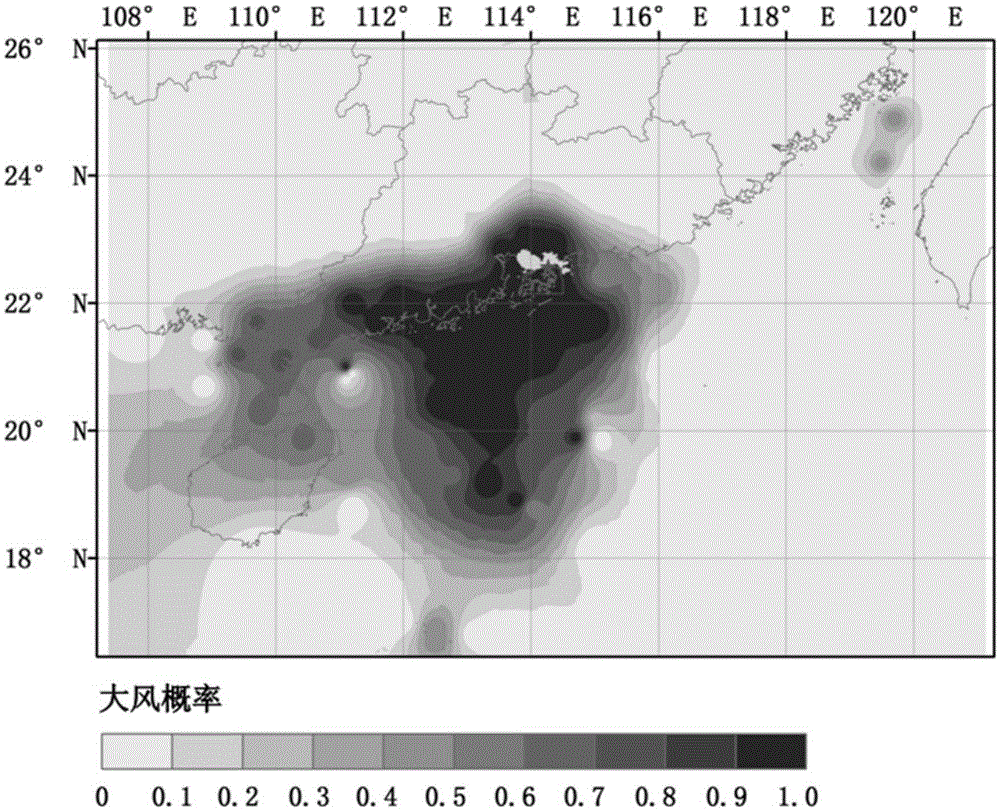 Probabilistic forecasting method and system of coastal gale caused by tropical cyclone