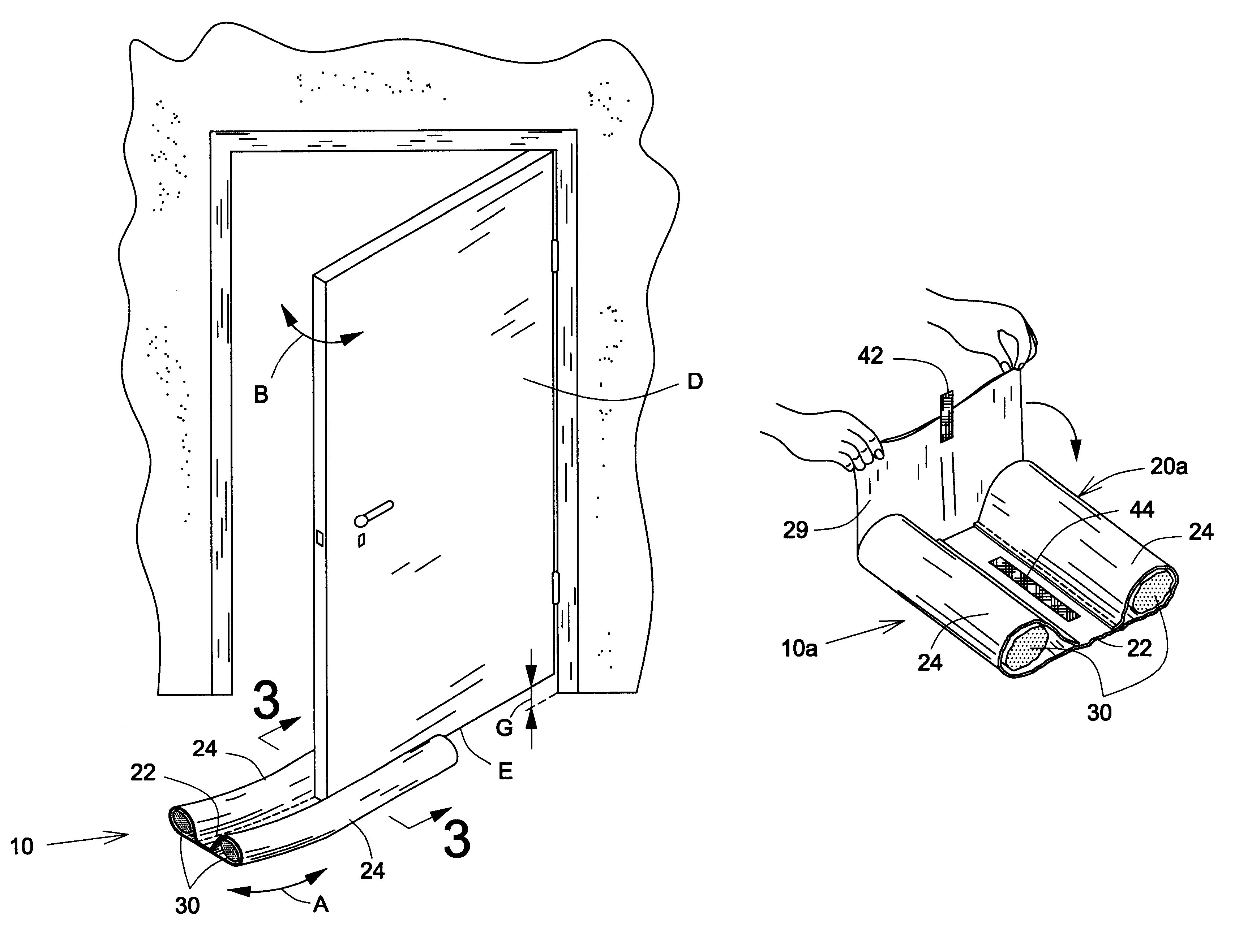Removable draft excluder having a foldable closing end