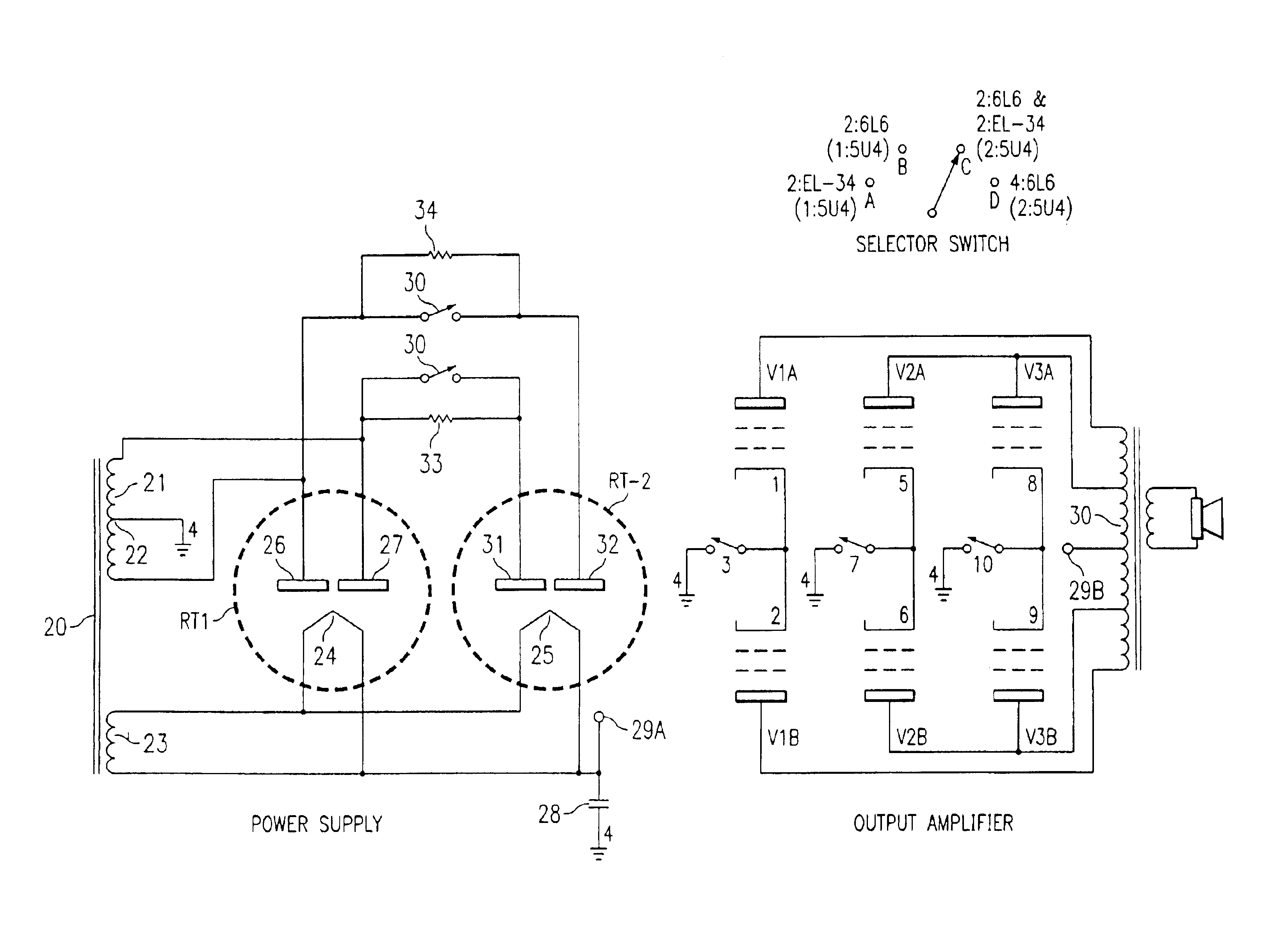 Power supply for guitar amplifier