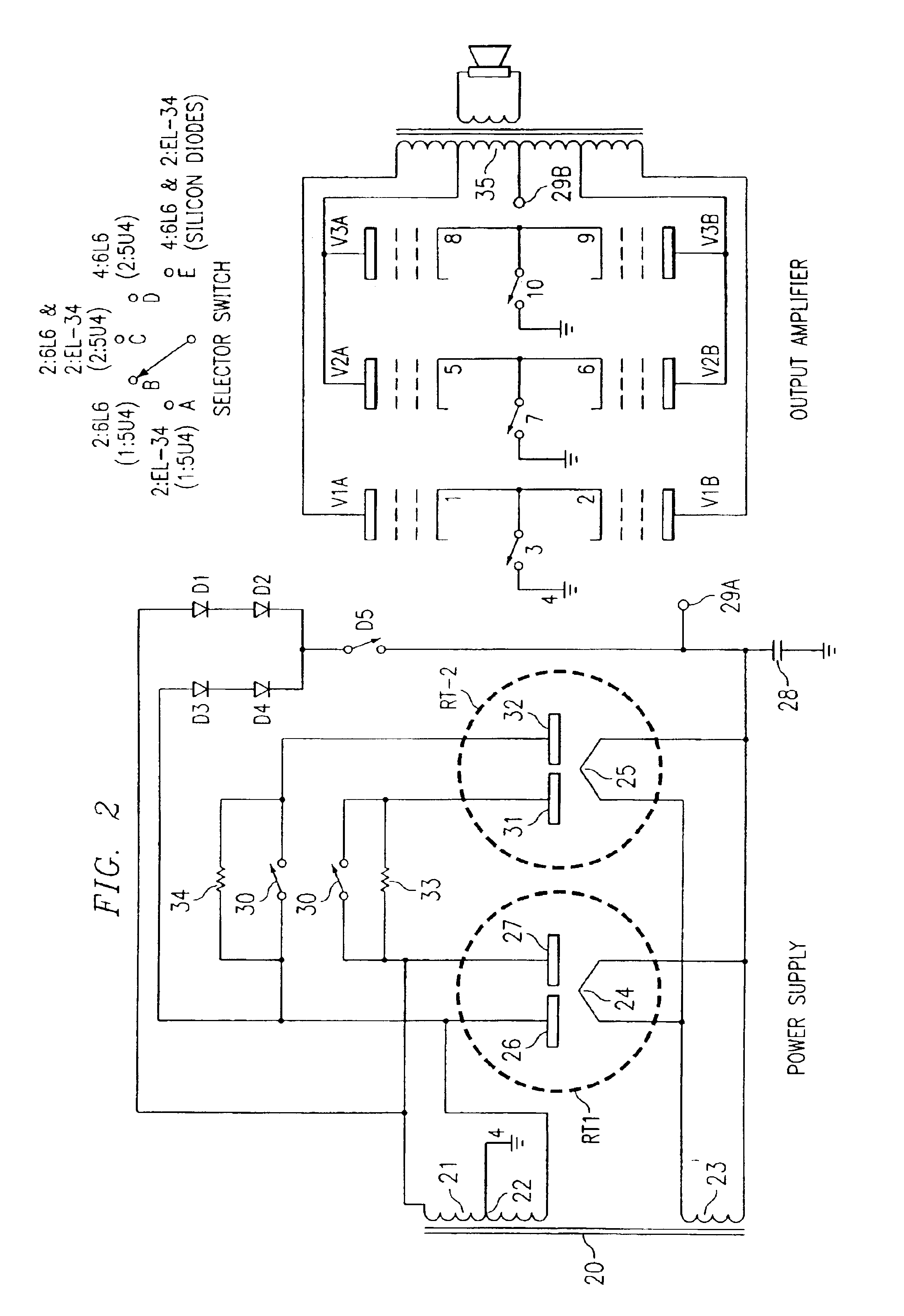 Power supply for guitar amplifier