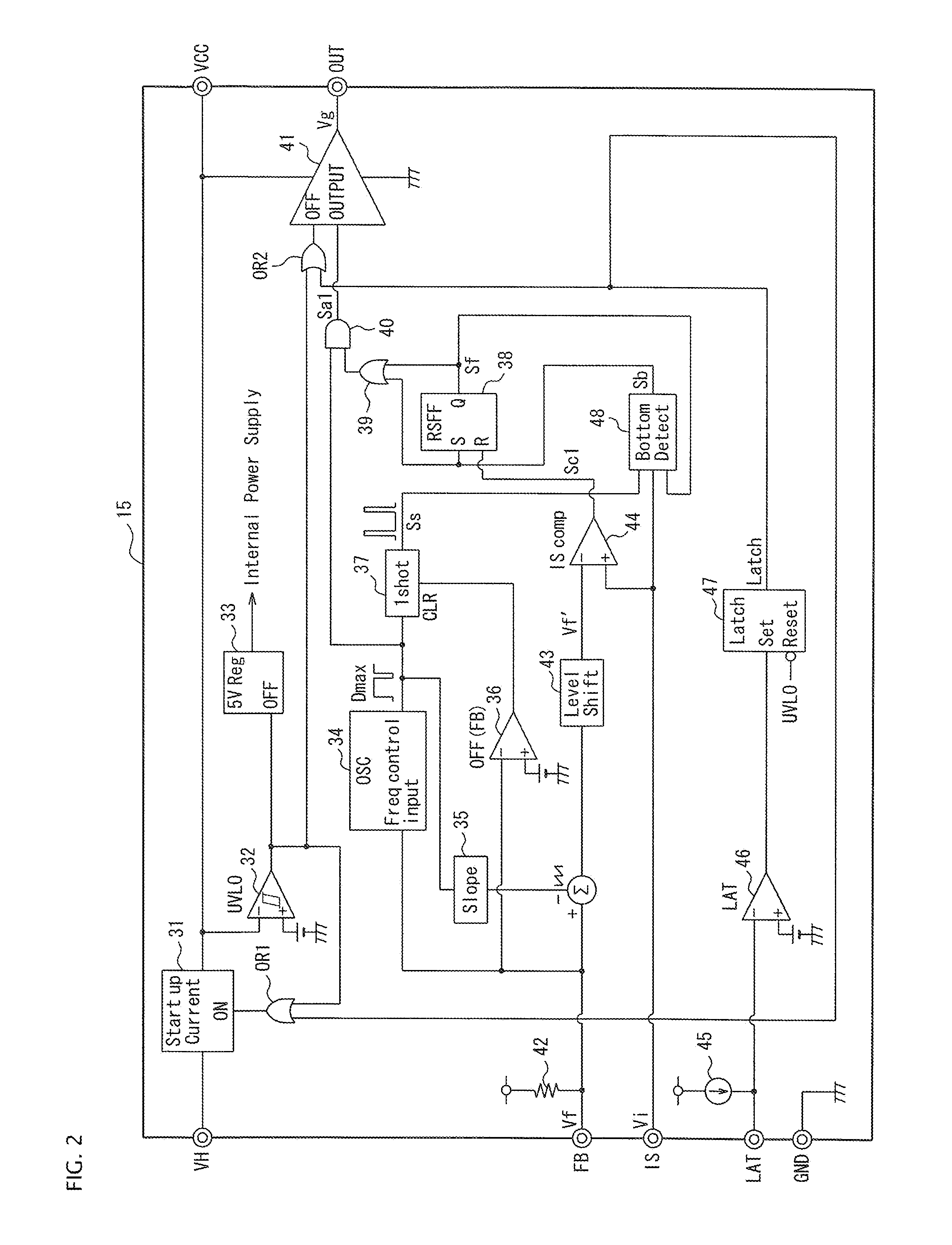 Semiconductor control device for a switching regulator and a switching regulator using the semiconductor control device