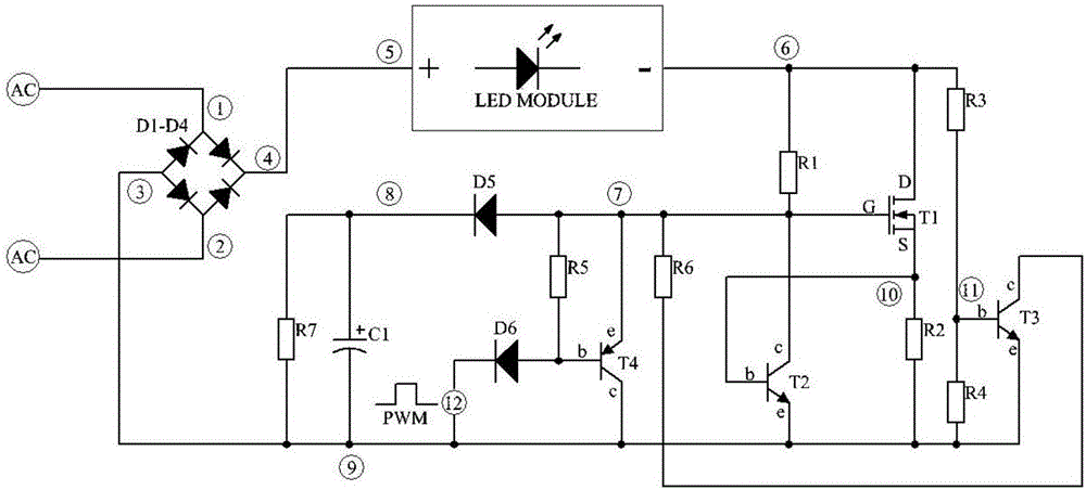 LED linear constant current soft start drive circuit