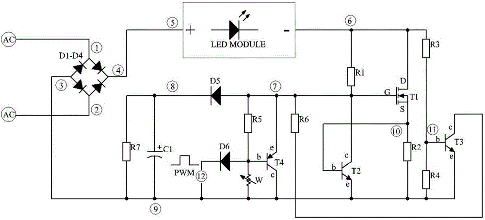 LED linear constant current soft start drive circuit