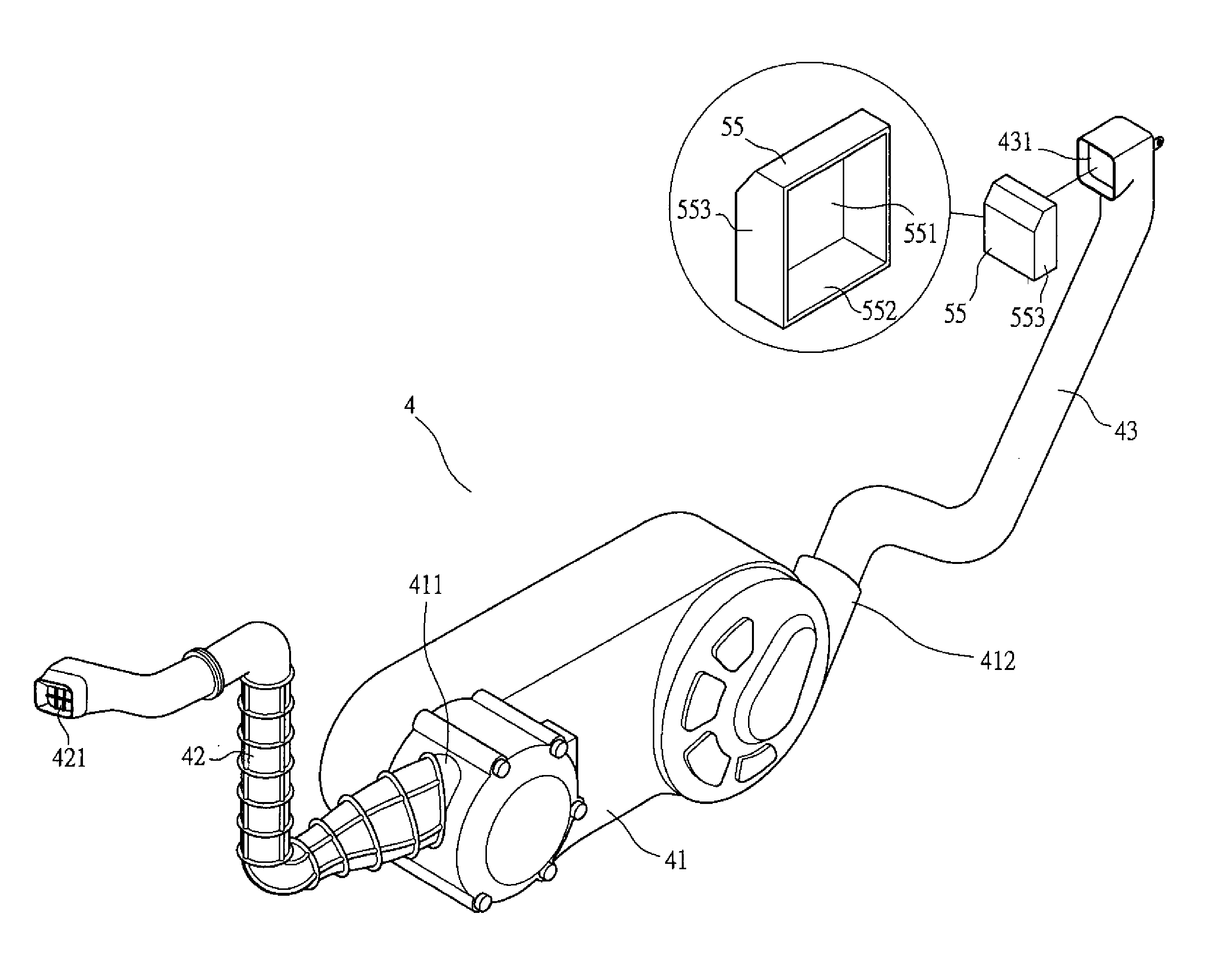 Cooling structure for a continuous variation transmission system of an all-terrain vehicle