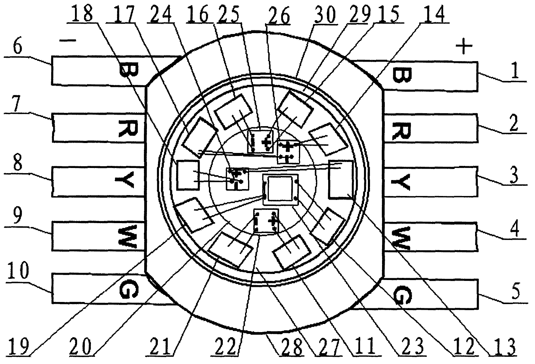 Multicolor-integrated LED (Light Emitting Diode) device