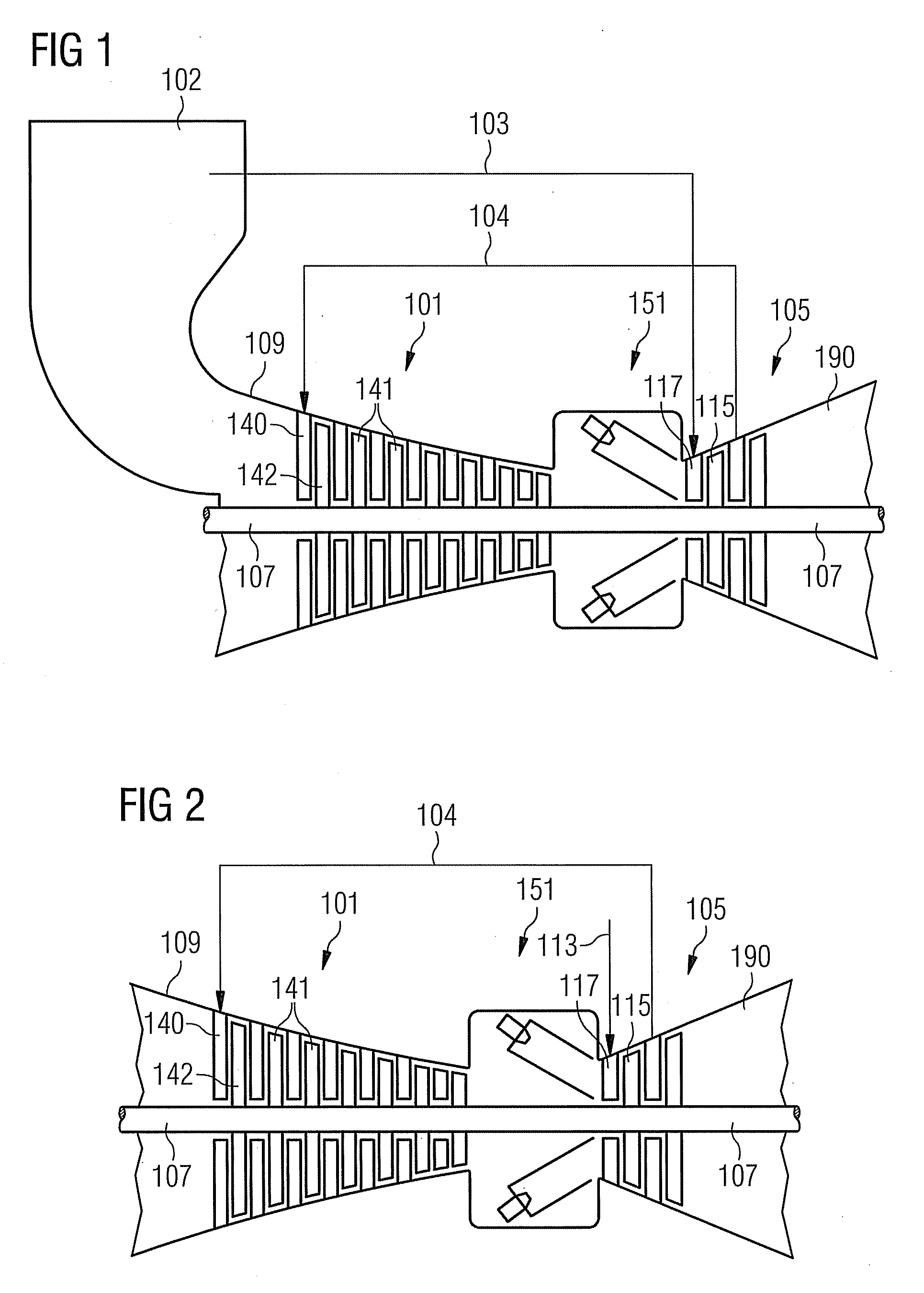 Method and device for cooling a component of a turbine