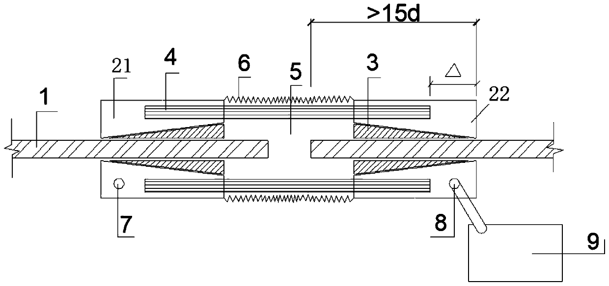 FRP rib bending connection device on construction site, and bent FRP rib member preparation method