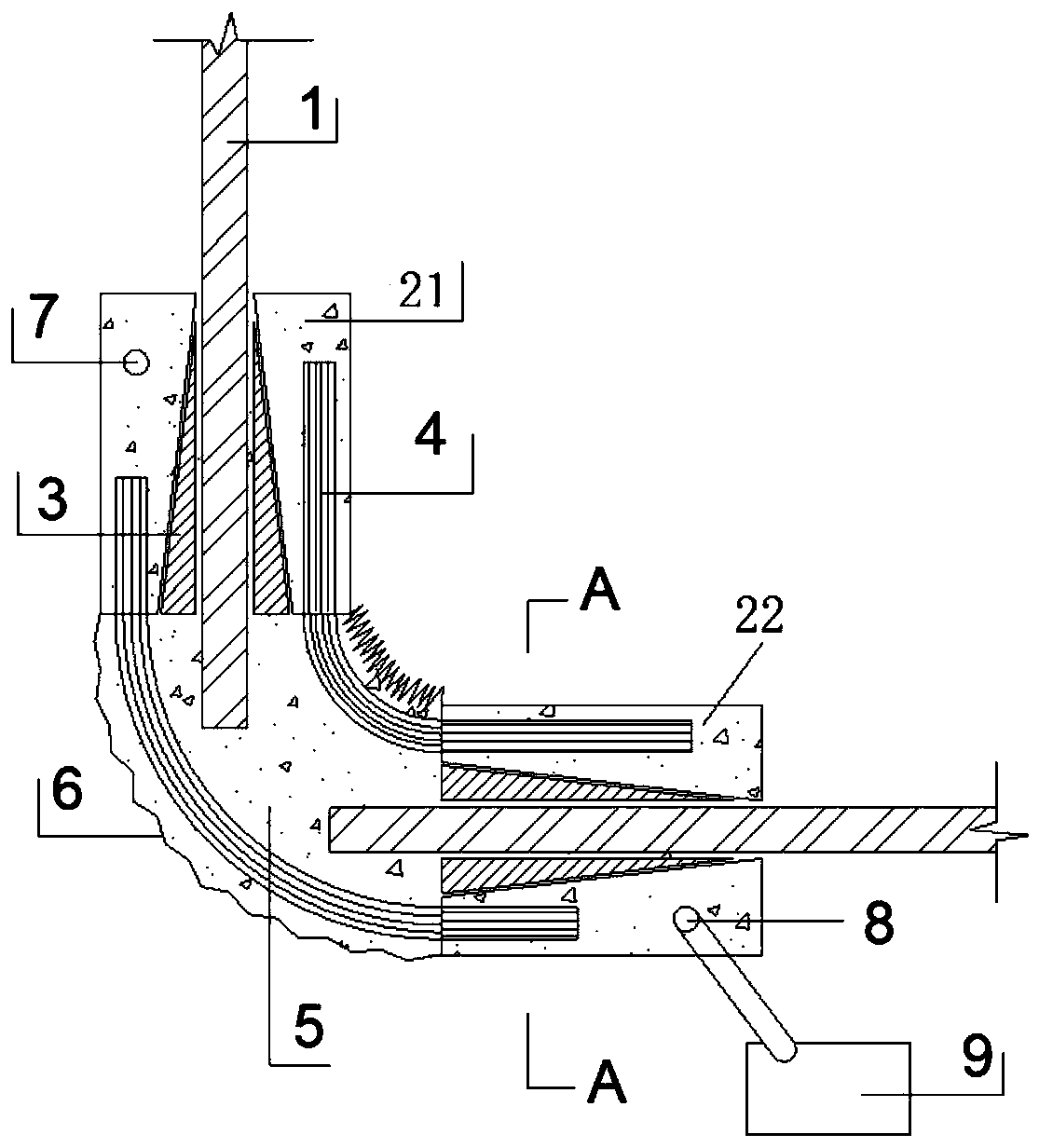 FRP rib bending connection device on construction site, and bent FRP rib member preparation method