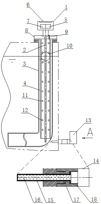 Ship sewage tank liquid level sensor