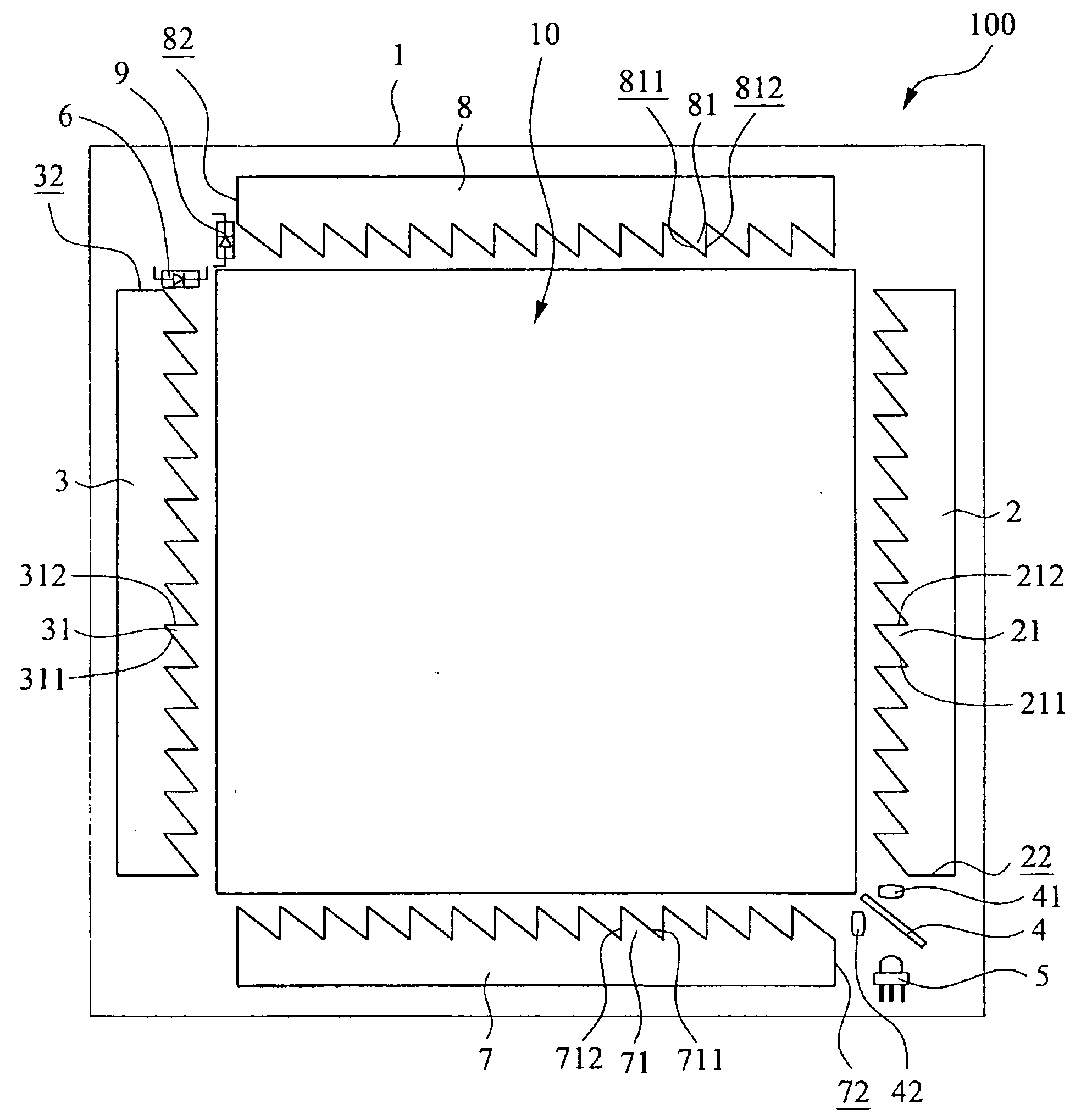Laser type coordinate sensing system for touch module