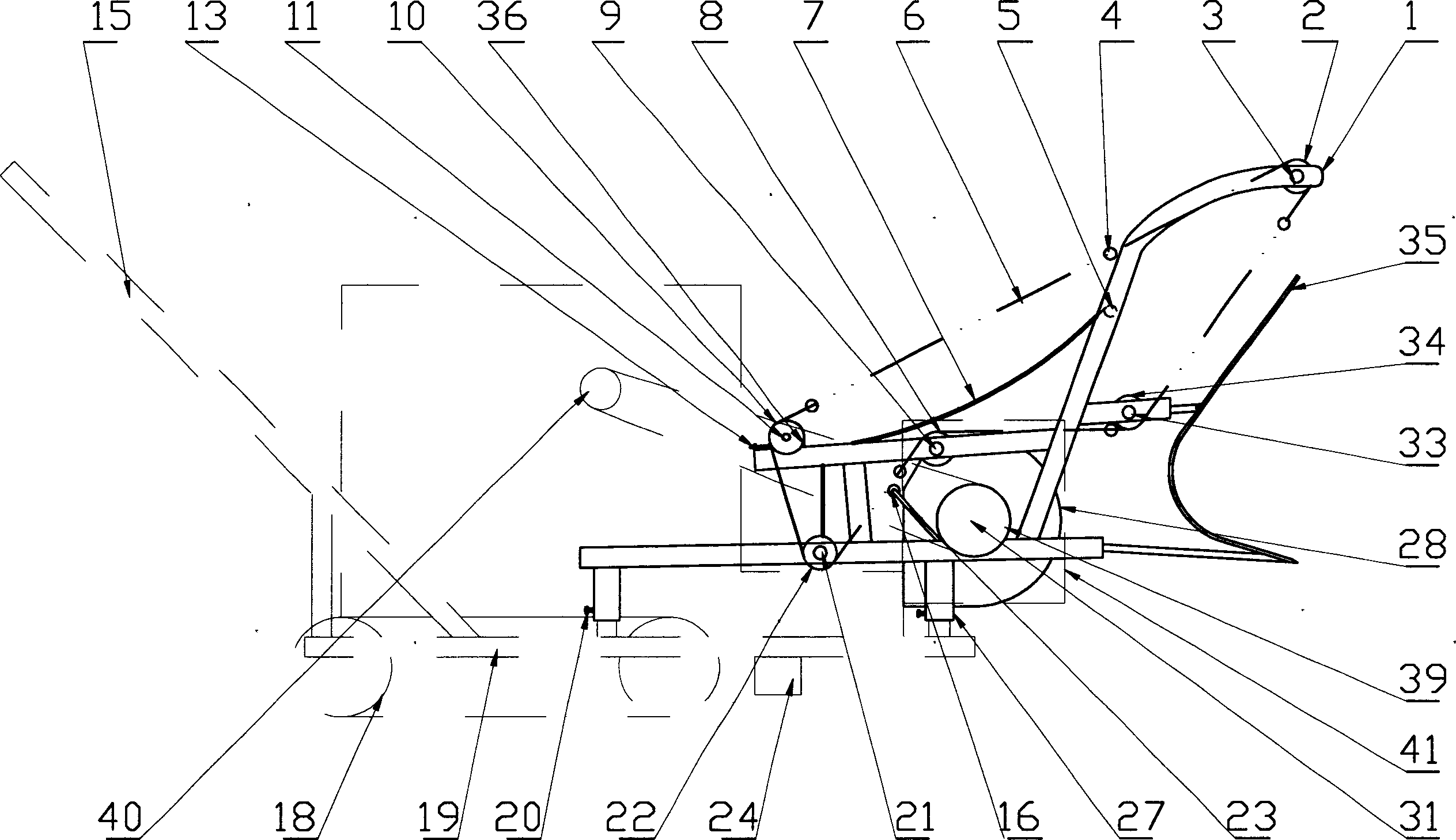 Equipment for stirring standing grain and threshing