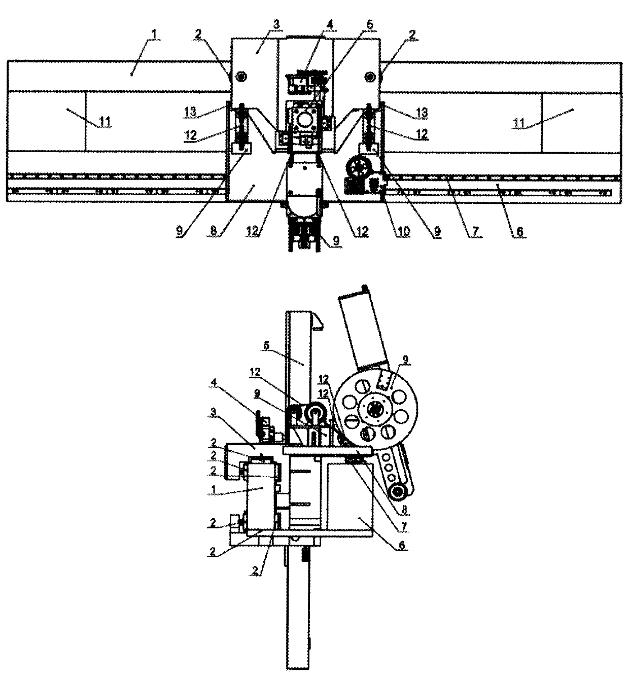 Double beam design structure of gantry measuring machine combined with guide beam and load-bearing driving beam