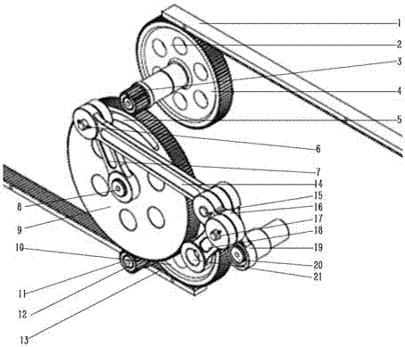 A double crank rocker rack and pinion transmission device