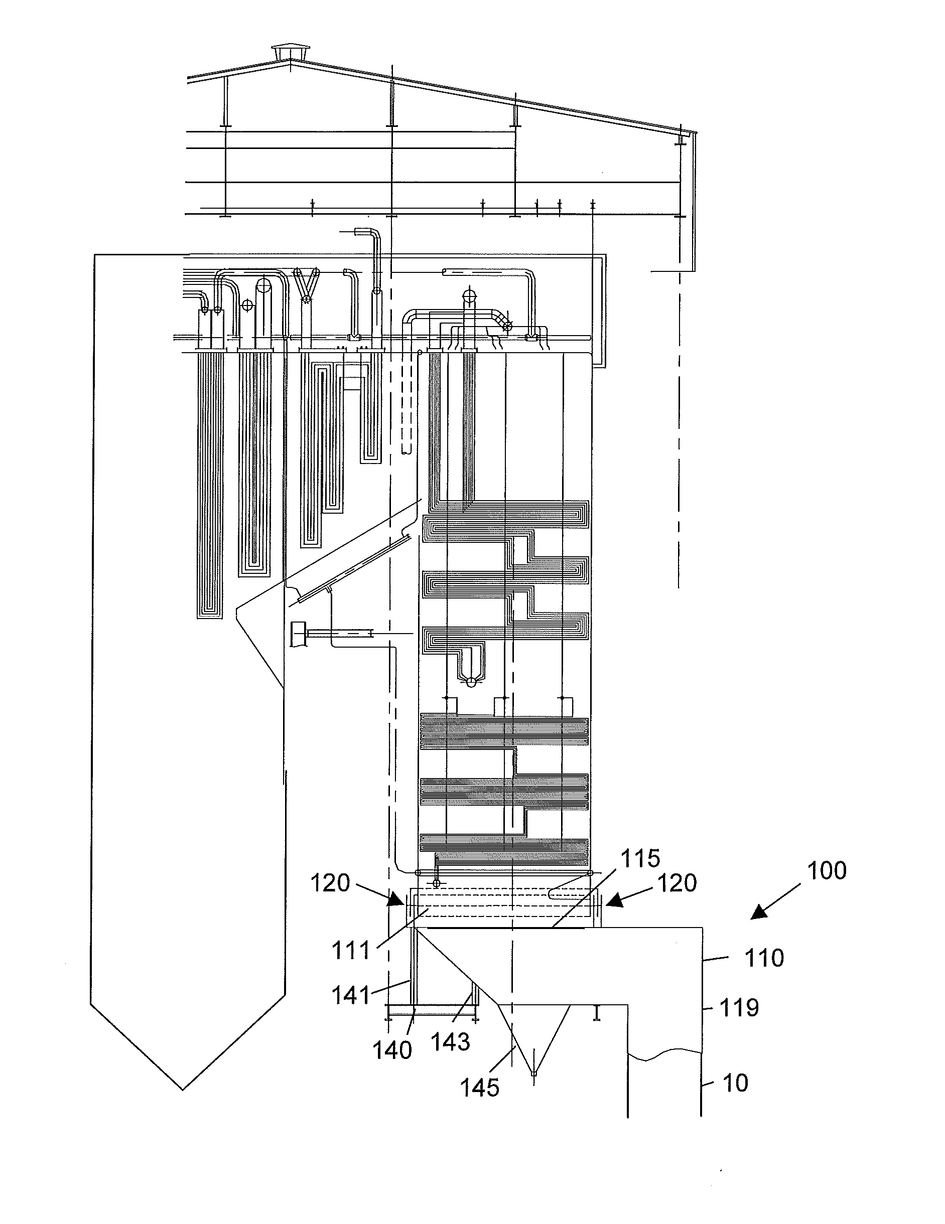 Water seal at backpass economizer gas outlet