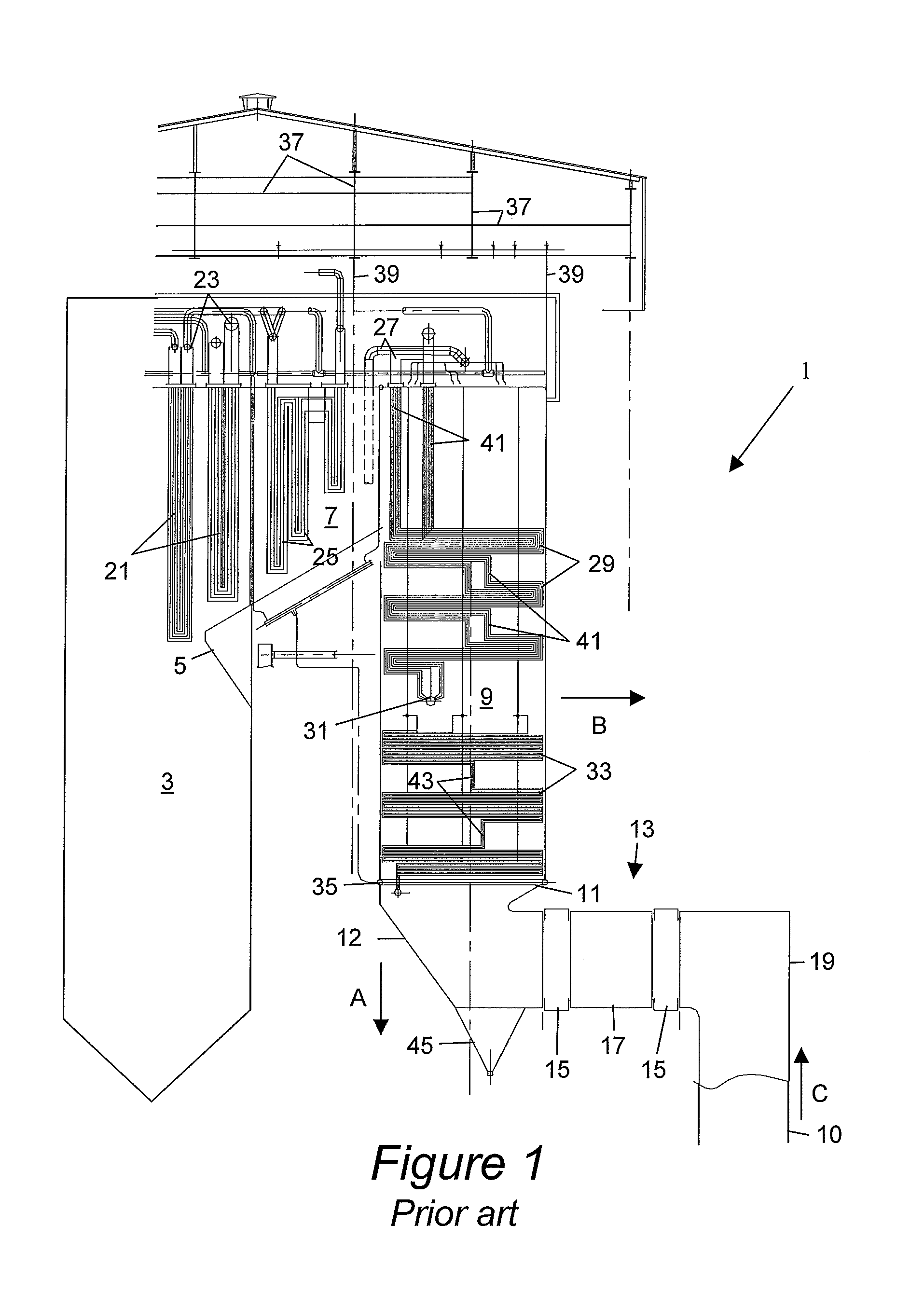 Water seal at backpass economizer gas outlet