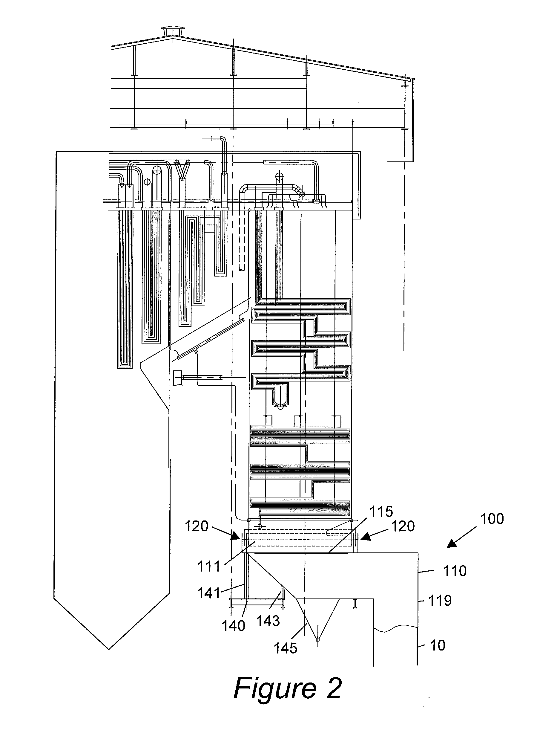 Water seal at backpass economizer gas outlet