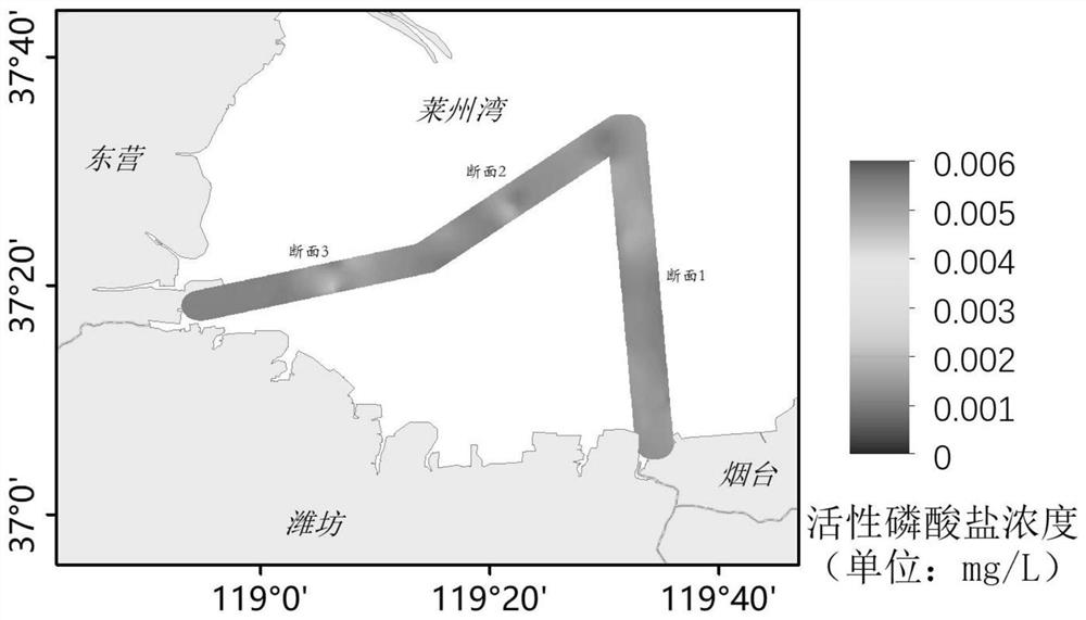 A method and system for determining the transport flux of pollutants in a sea area section