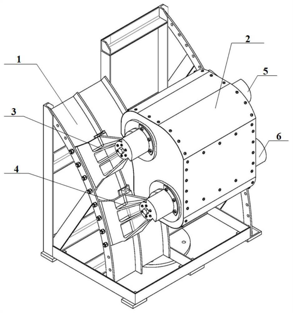 Vibration performance simulation test device of lubricating oil tank-mounting structure