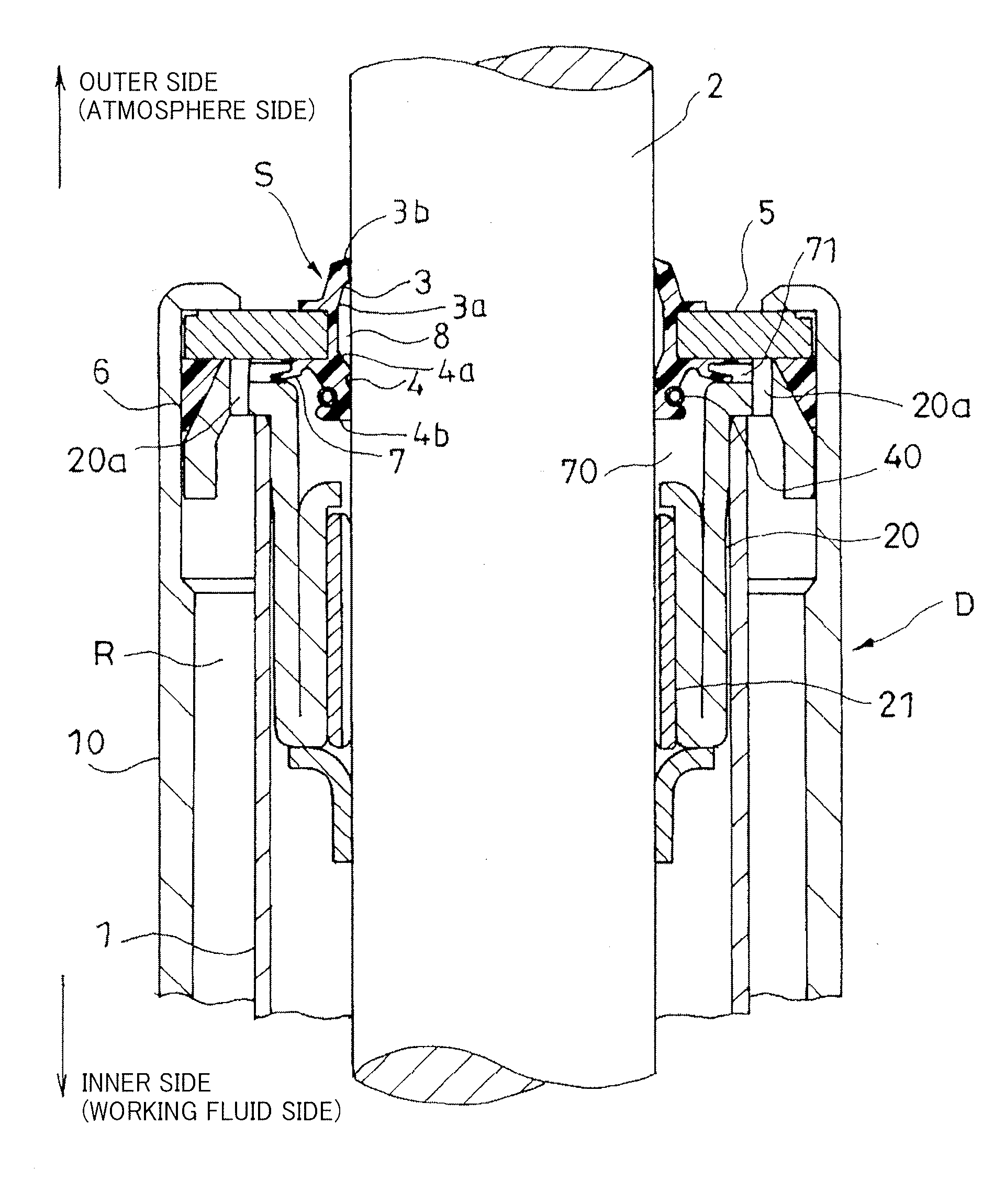 Sealing device and shock absorber with the sealing device