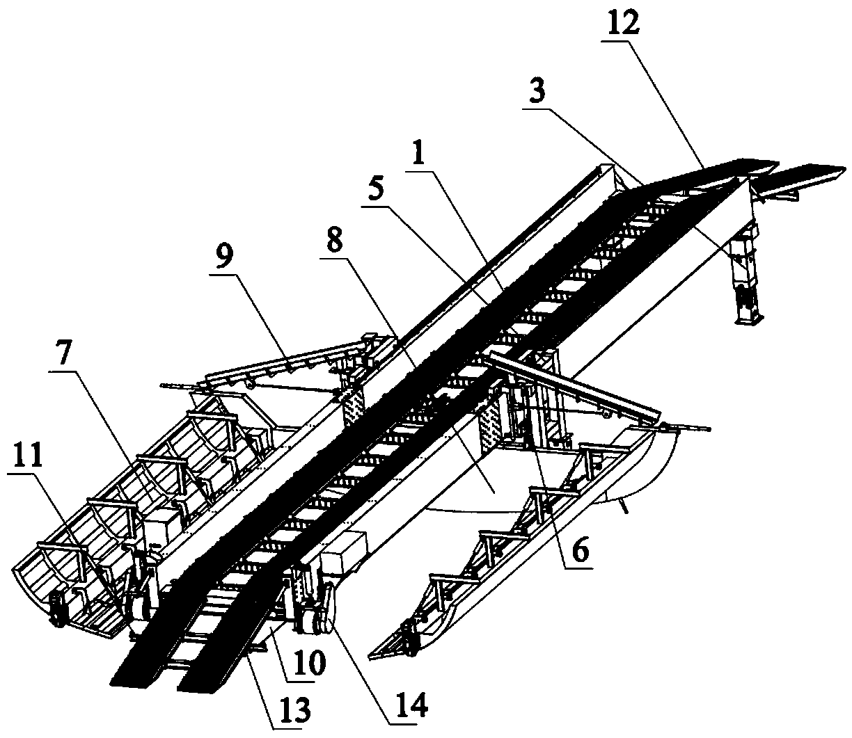 Self-propelled movable inverted arch trestle