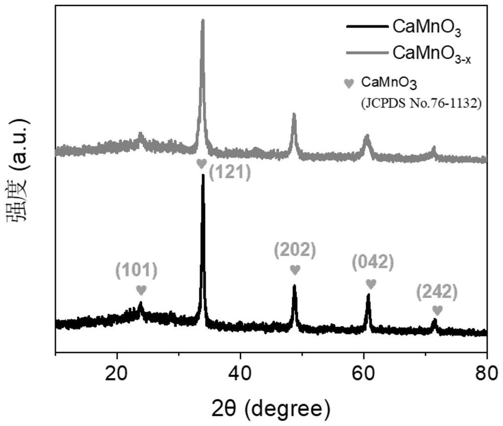 CaMnO3 type perovskite material as well as preparation method and application thereof
