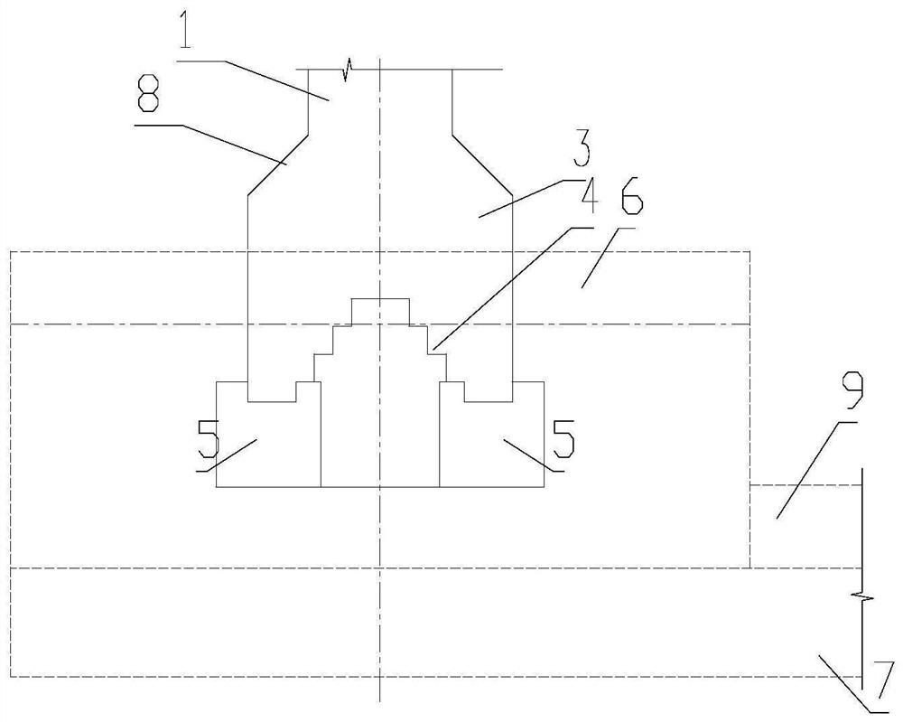 Large-section expanded-base anti-abrasion and anti-blocking draw shaft structure for underground connection with crushing cave group