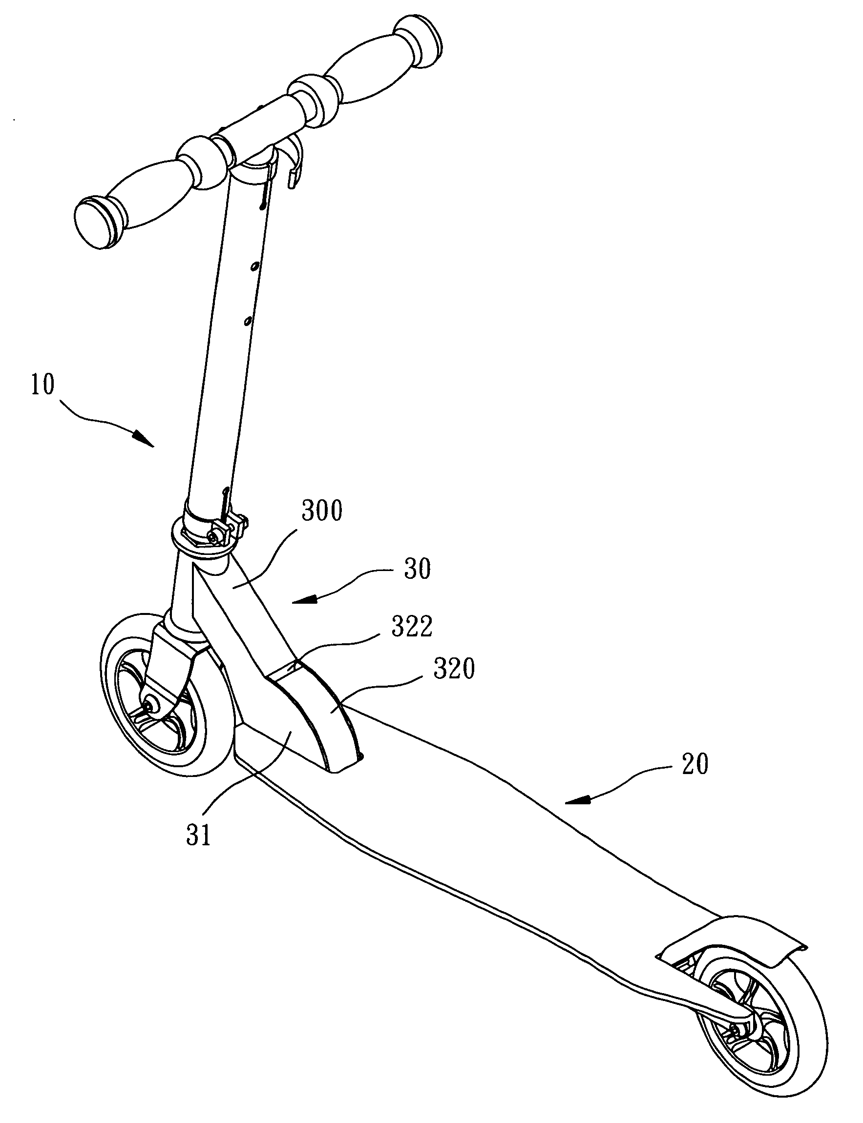 Folding device for scooters