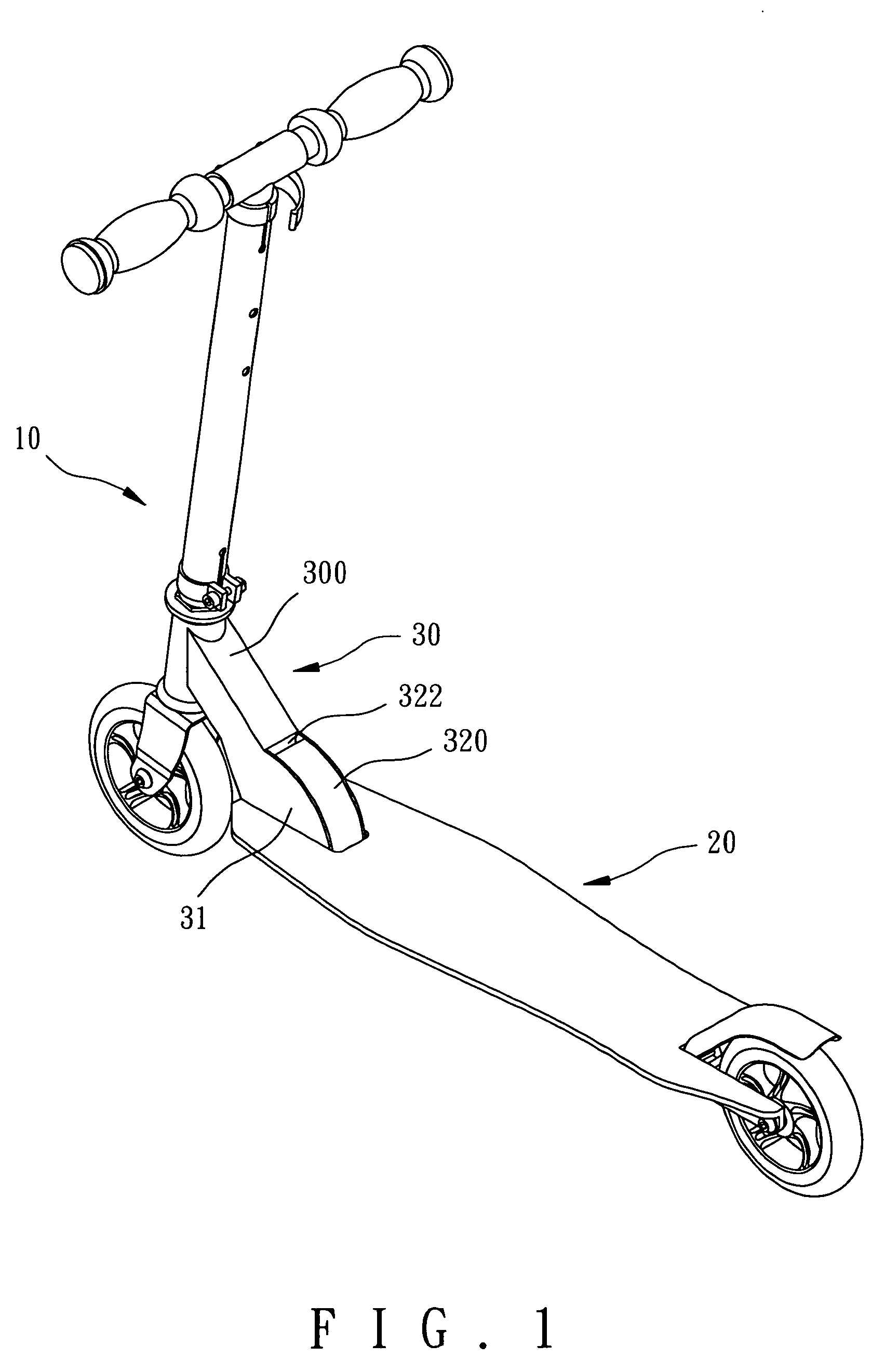 Folding device for scooters