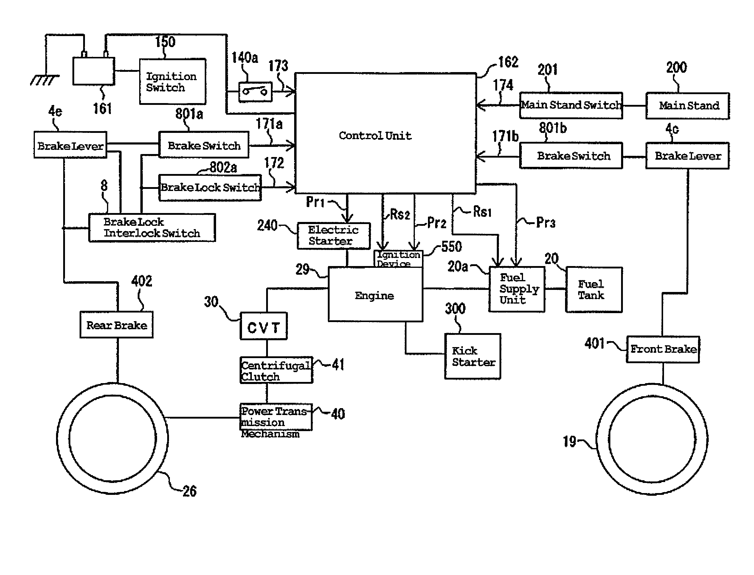 Motorcycle including brake sensor and engine inhibition control