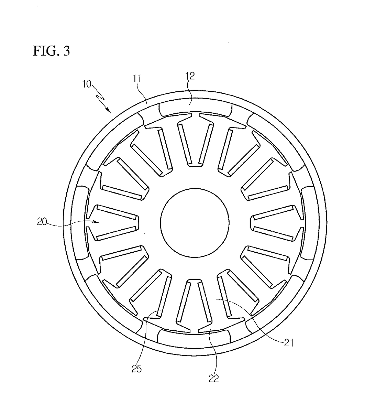 Brushless motor having a stator with teeth shaped to reduce cogging torque