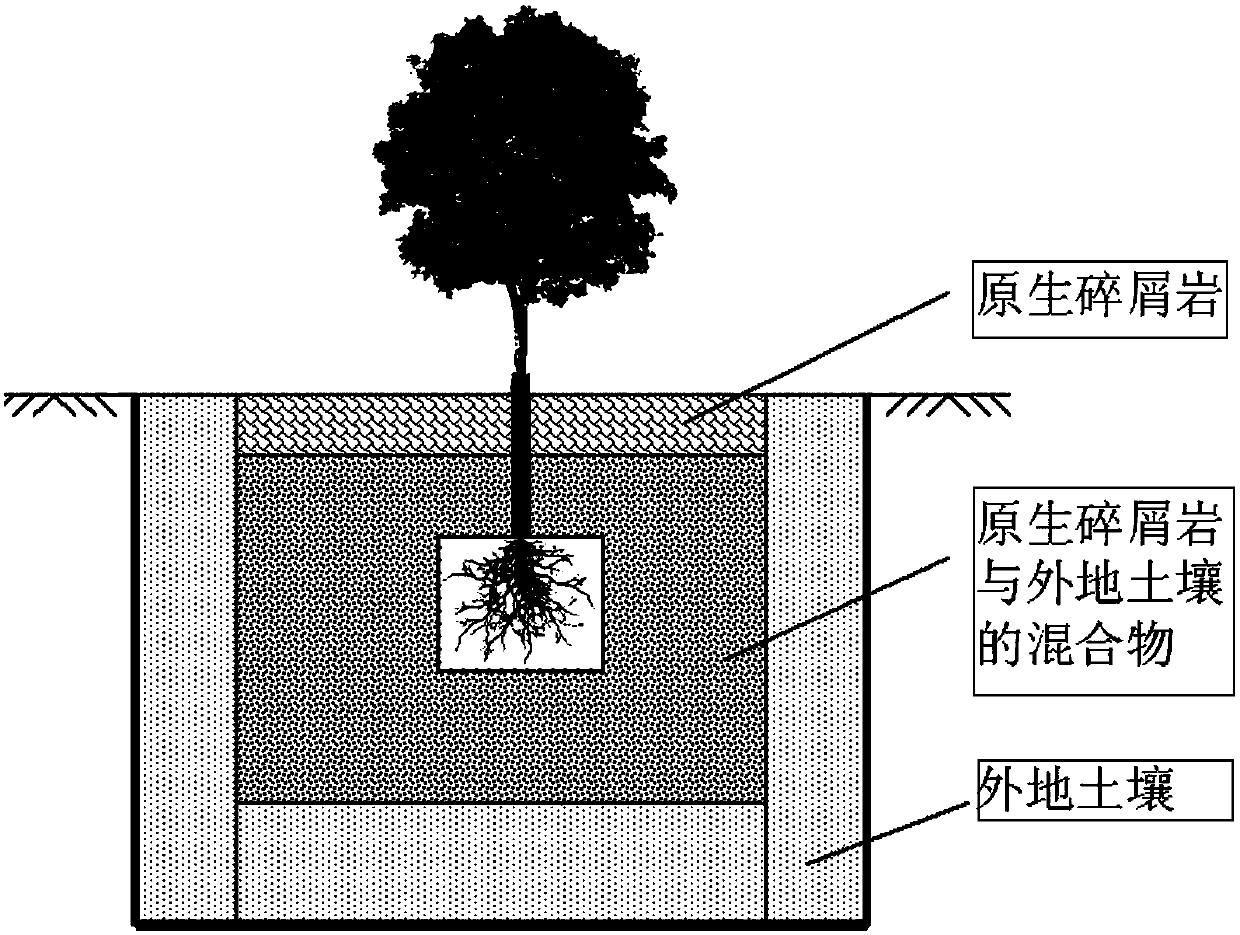 A kind of method for afforestation of stony mountainous land with alien soil expansion and storage