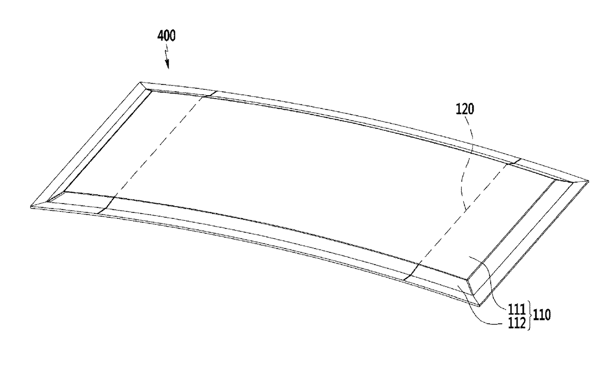 Structure for curved display device and method of manufacturing frame for curved display device using the same