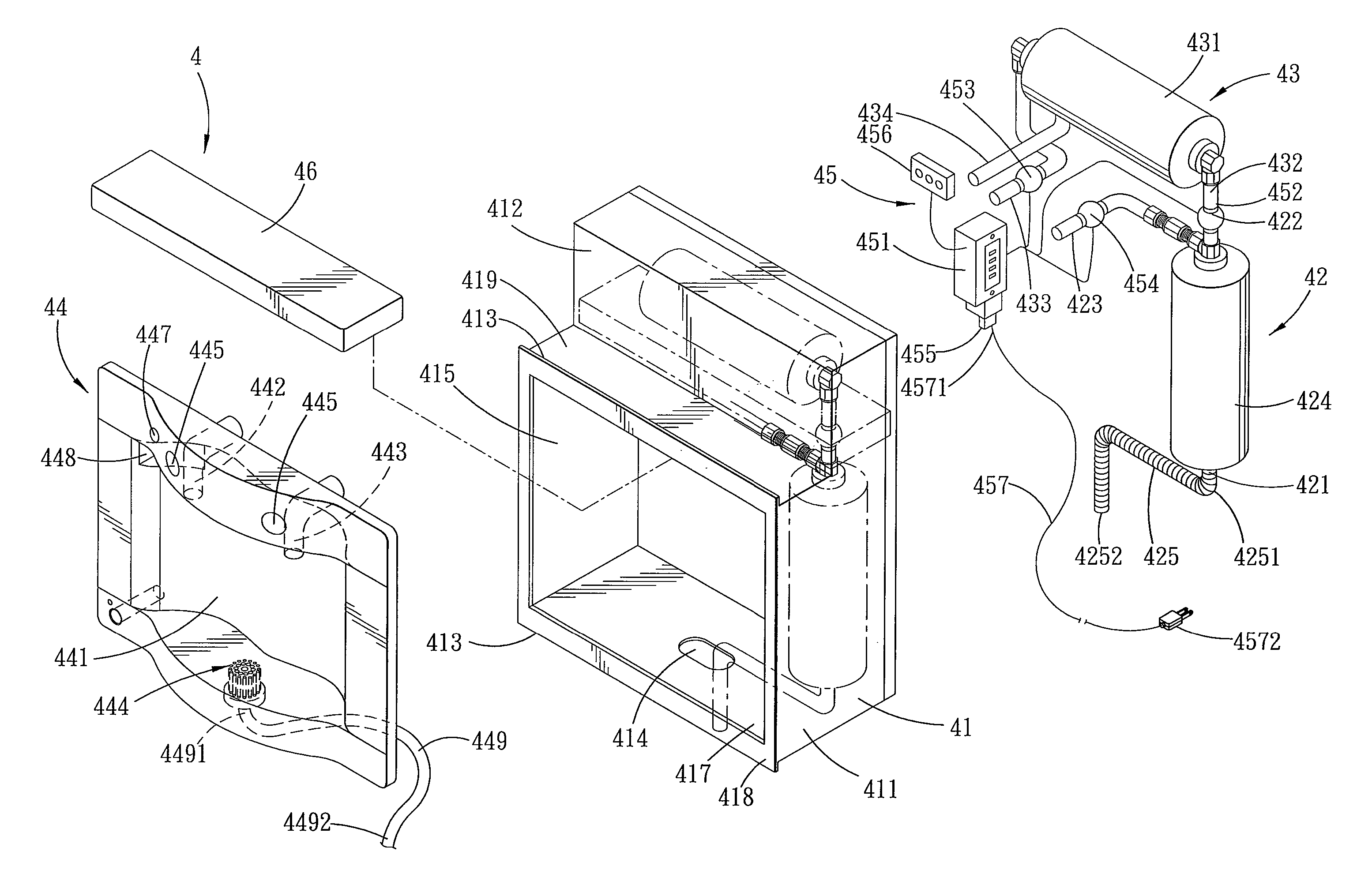 Water dispenser for a kitchen wall partition