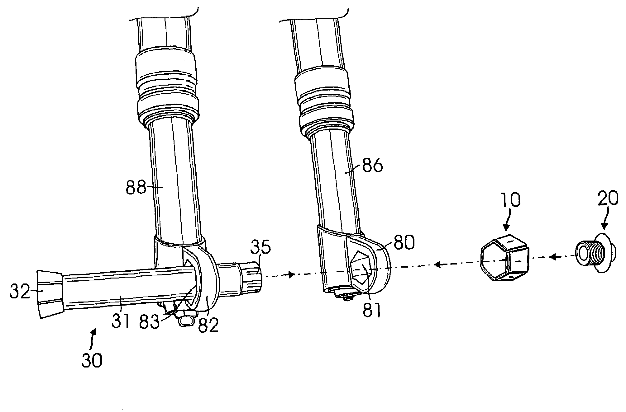 Axle with non-round tapered ends affixed into fork leg dropouts with openings that match the axle ends for a bicycle fork
