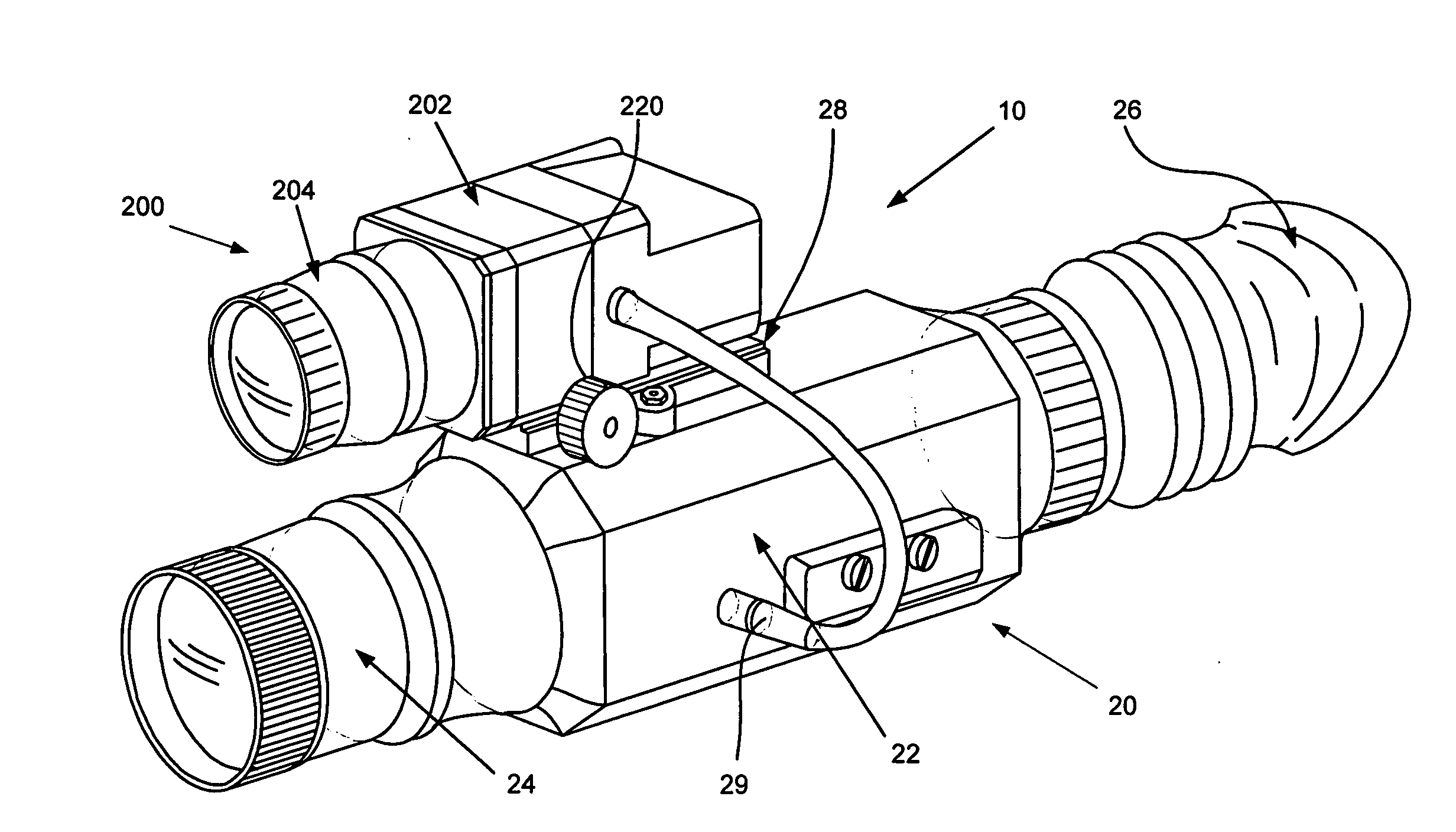Optical system with automatic mixing of daylight and thermal vision digital video signals