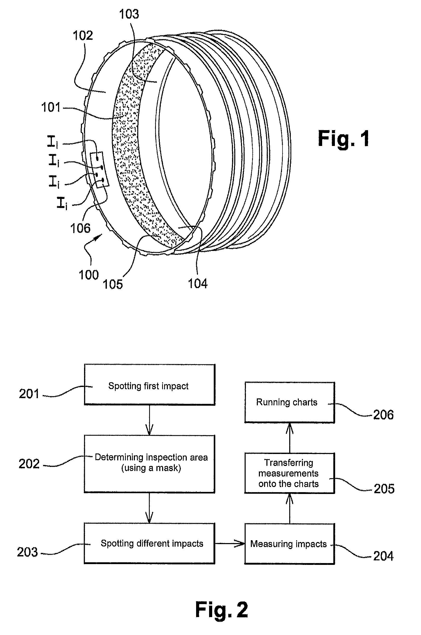 Method of inspecting impacts observed in fan casings