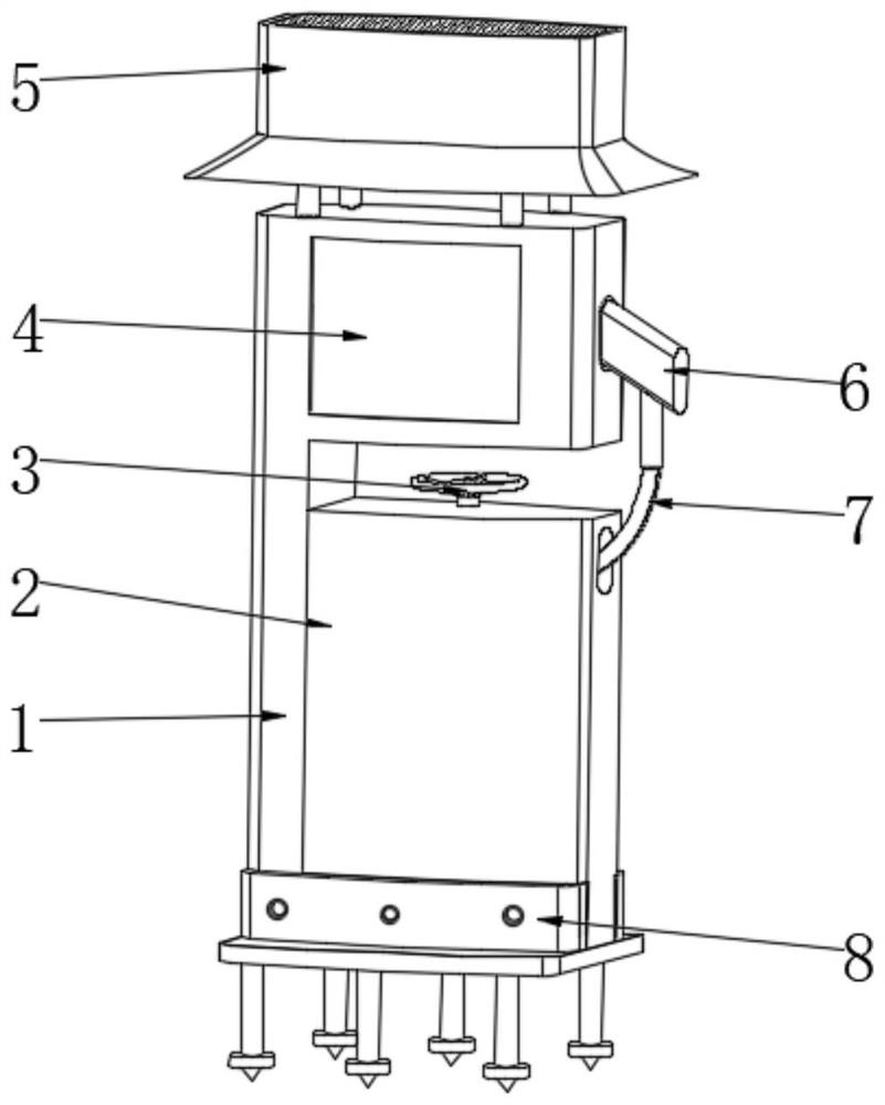 An AC charging pile with a wire take-up structure