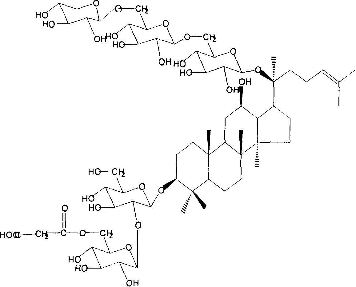 Technique for preparing malonyl ginsenoside, and application of medication in treating diabetes