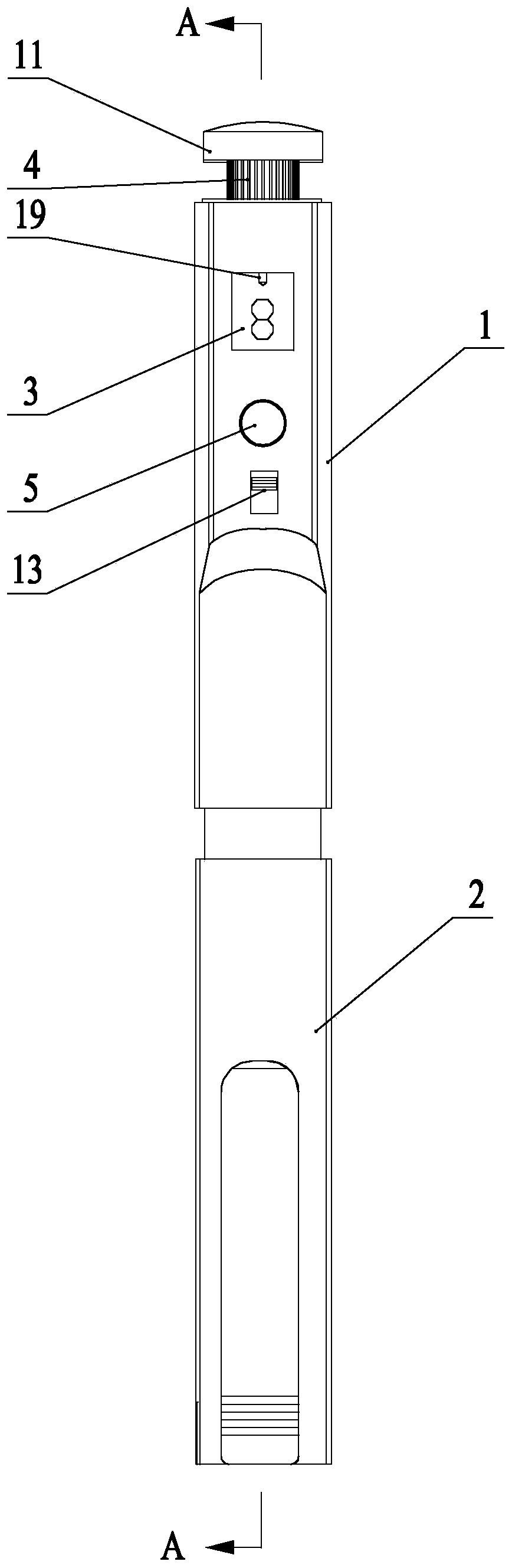 Insulin injection pen with light flashing prompting function