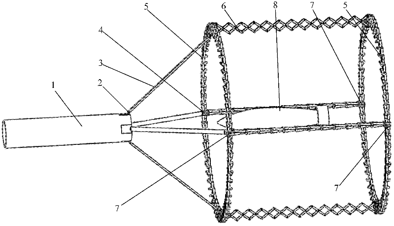 Single-degree-of-freedom symmetrical type swing-driven underwater robot recovery device with large expansion ratio