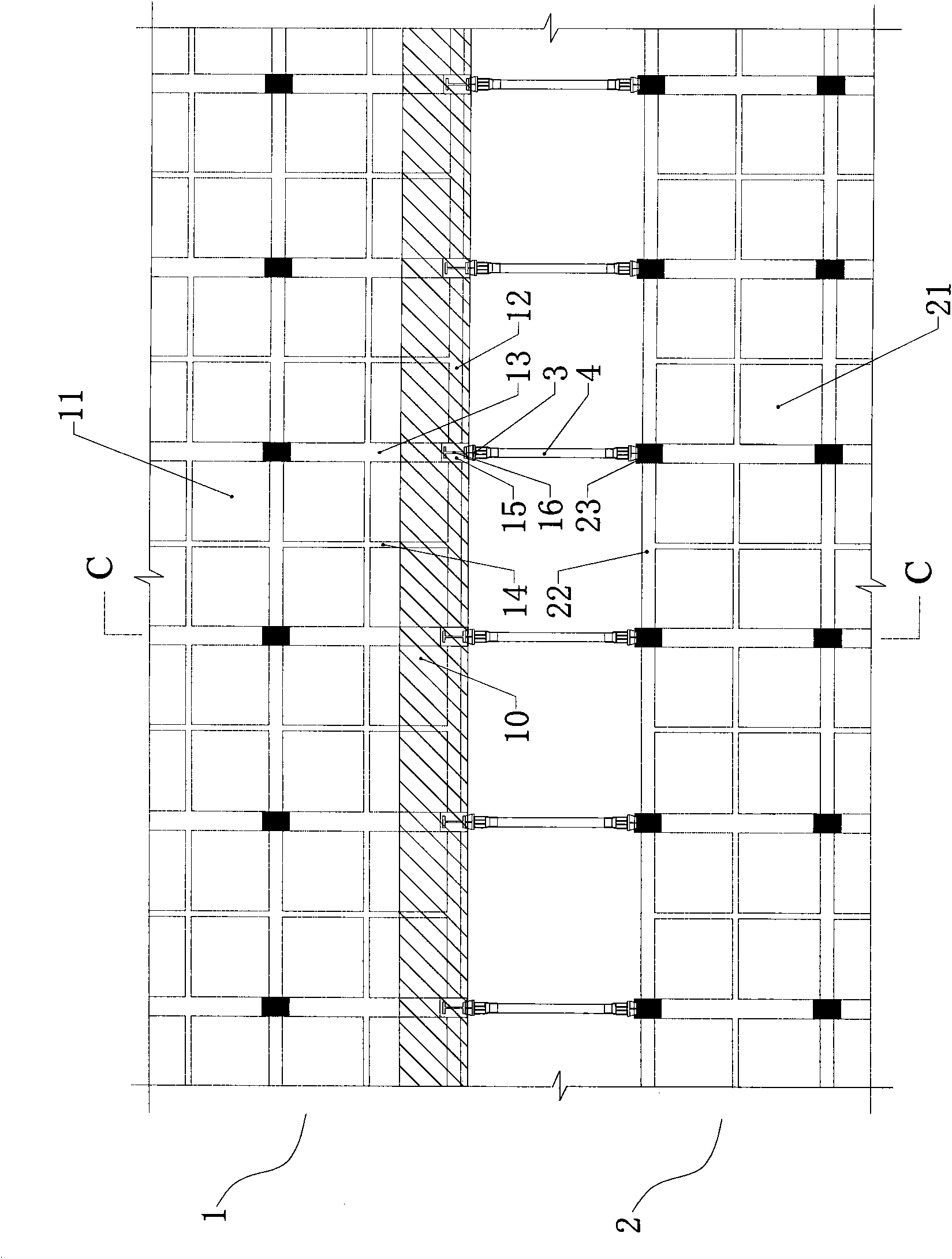 Construction method for releasing strong restraint stress of steel connecting rods of oblique and stiffened concrete structures