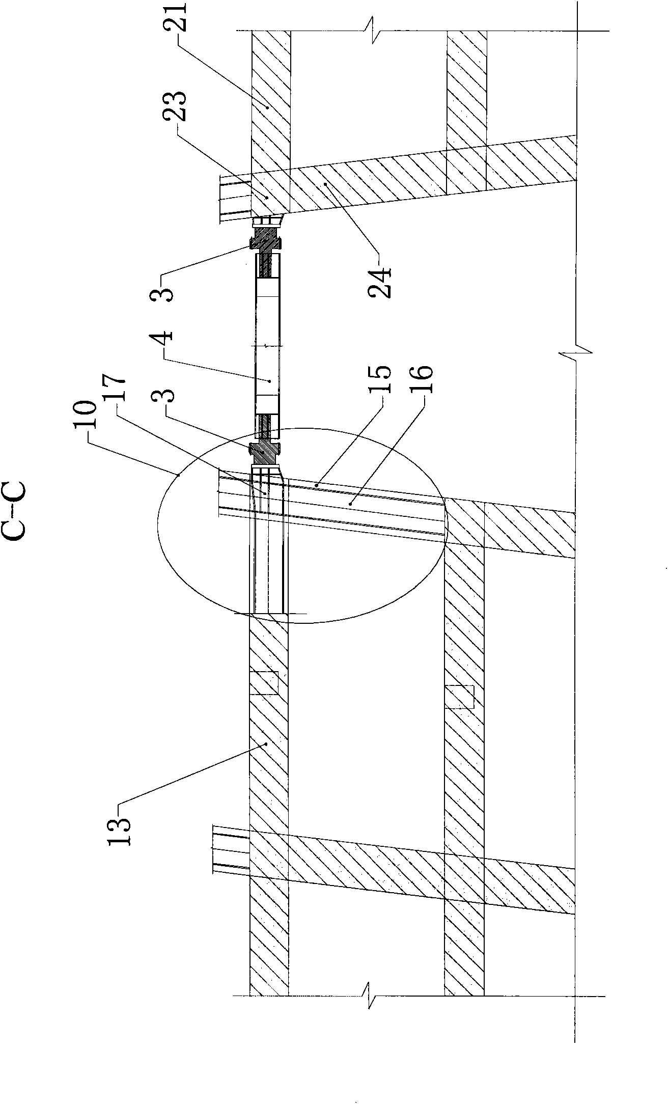 Construction method for releasing strong restraint stress of steel connecting rods of oblique and stiffened concrete structures