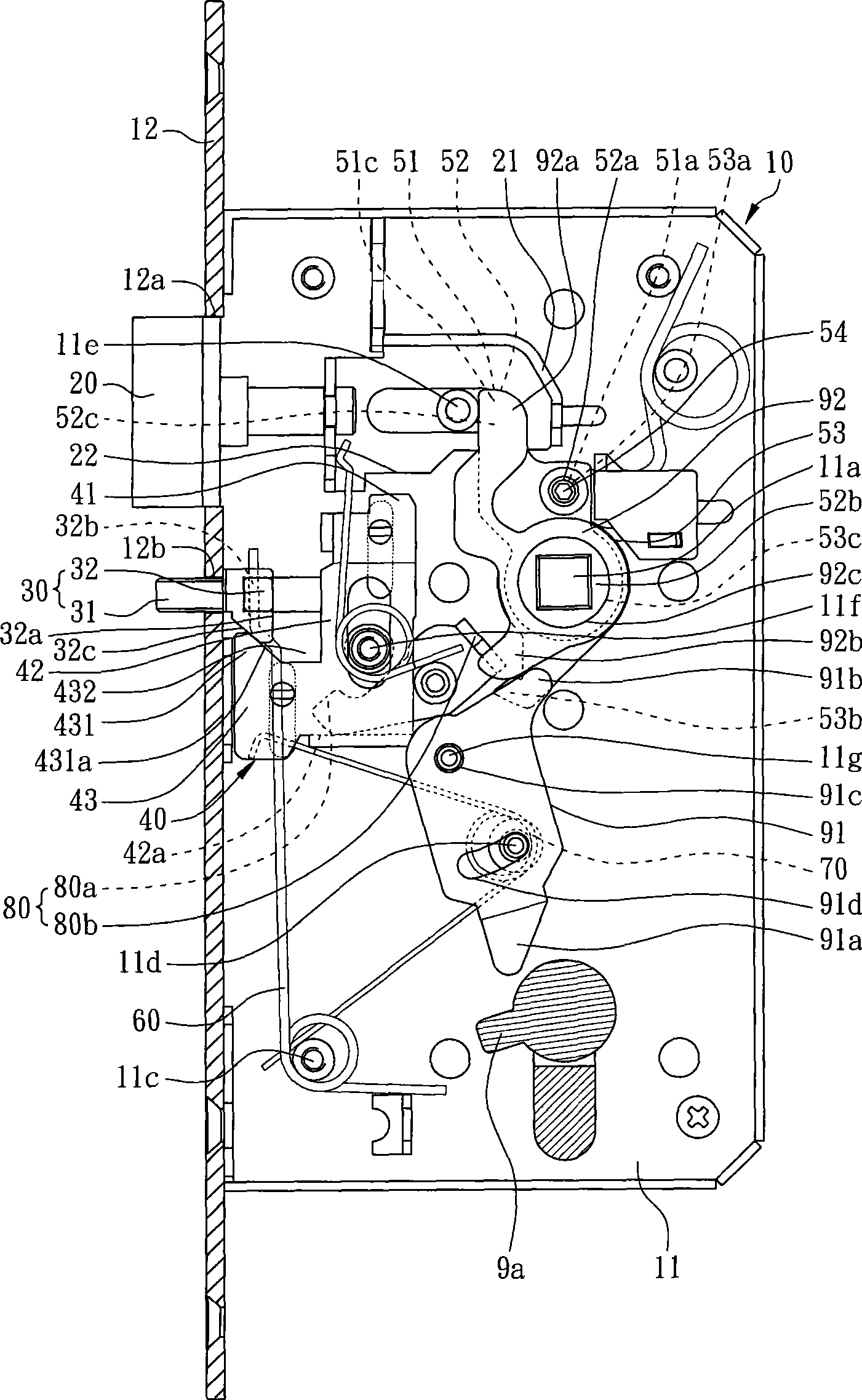 Door lock bolt structure