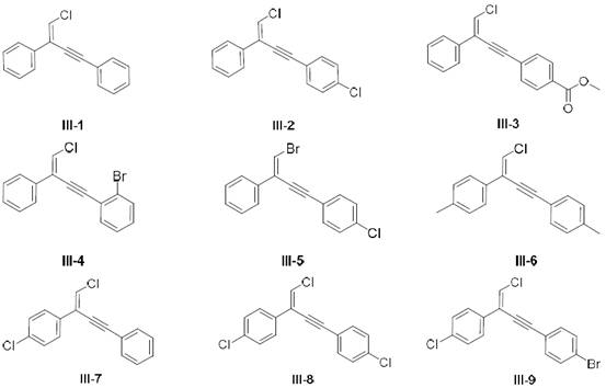 A kind of terminal alkene halogenated 1,3-enyne compound and its preparation and application