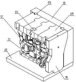 Composite casting system of crank shaft box