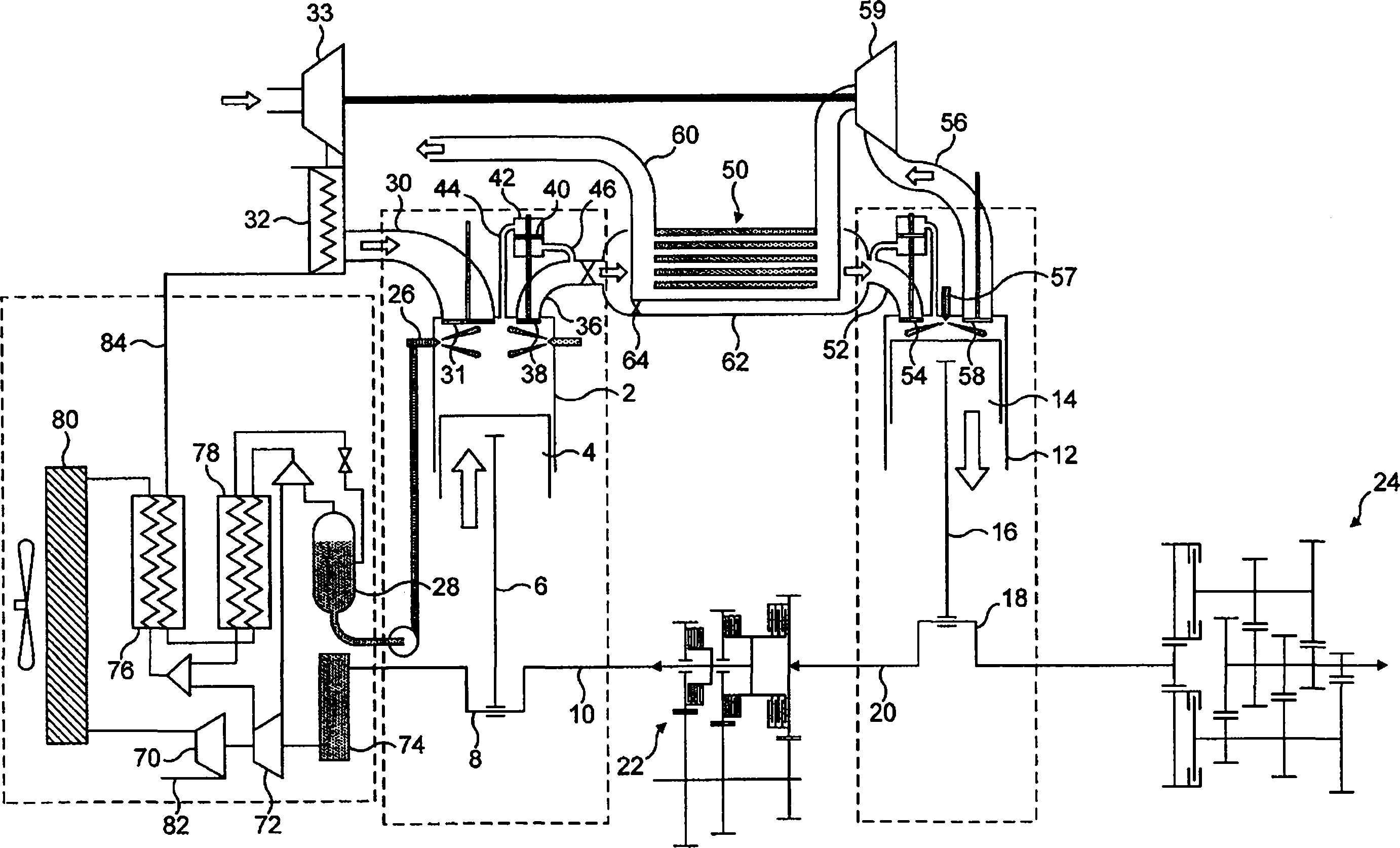 Split cycle reciprocating piston engine