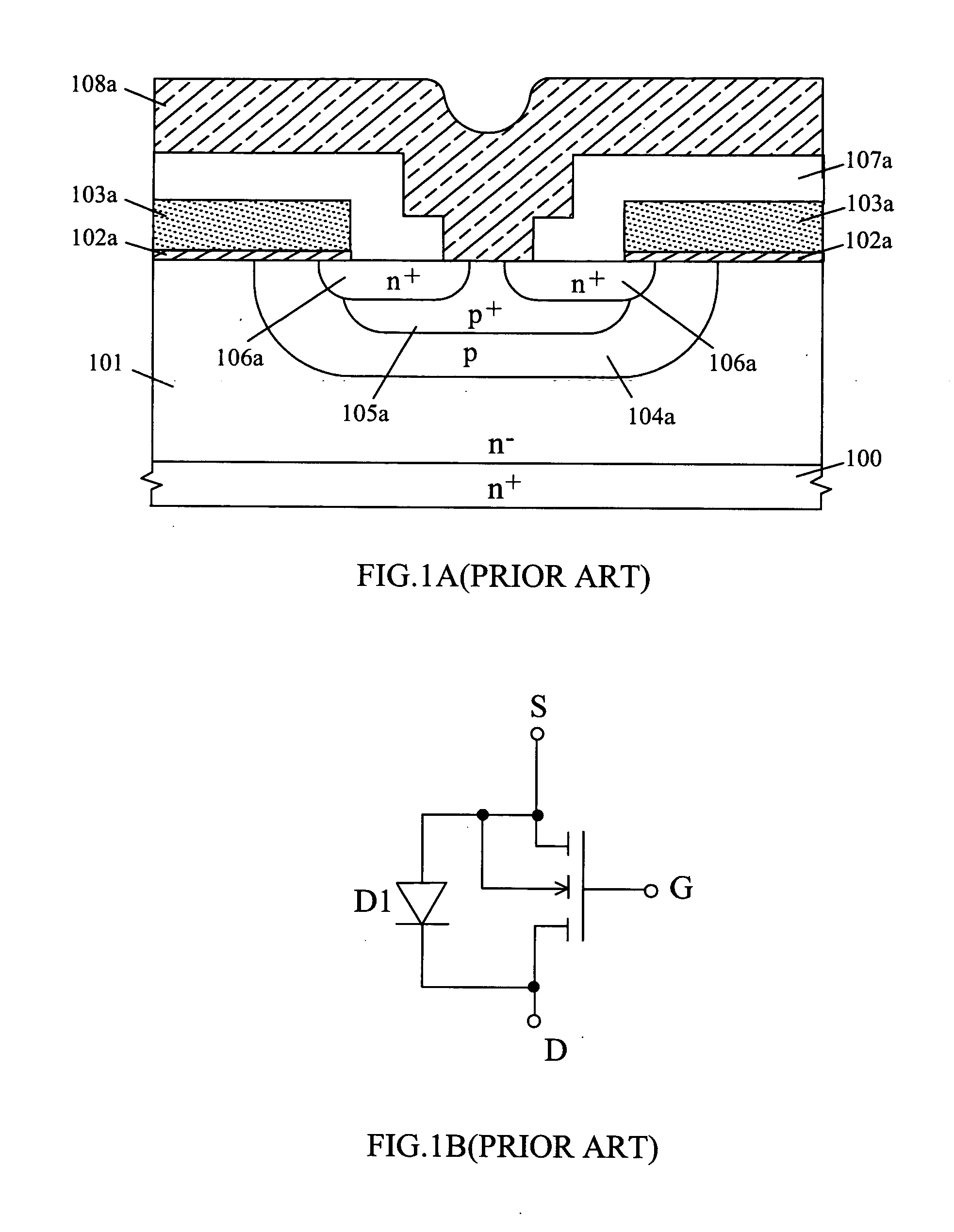 Self-aligned schottky-barrier clamped planar DMOS transistor structure and its manufacturing methods