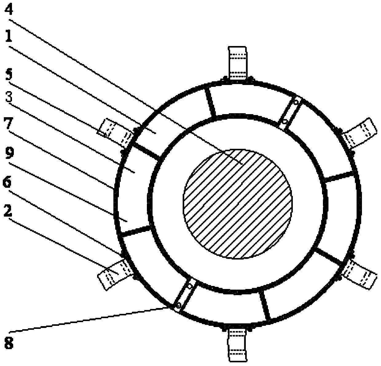 Energy-consuming-type rotatable ship collision preventing device with fin plates