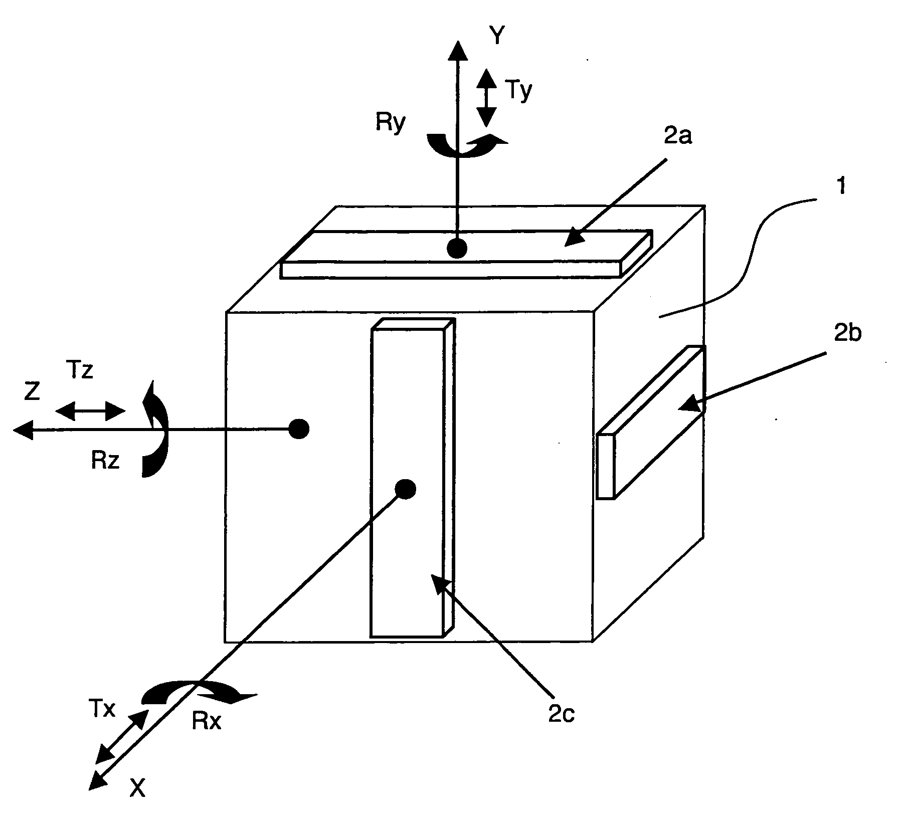 Movement detector having six degrees of freedom with three position sensors and method for the production of a sensor