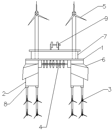 Floating offshore integrated power generation device